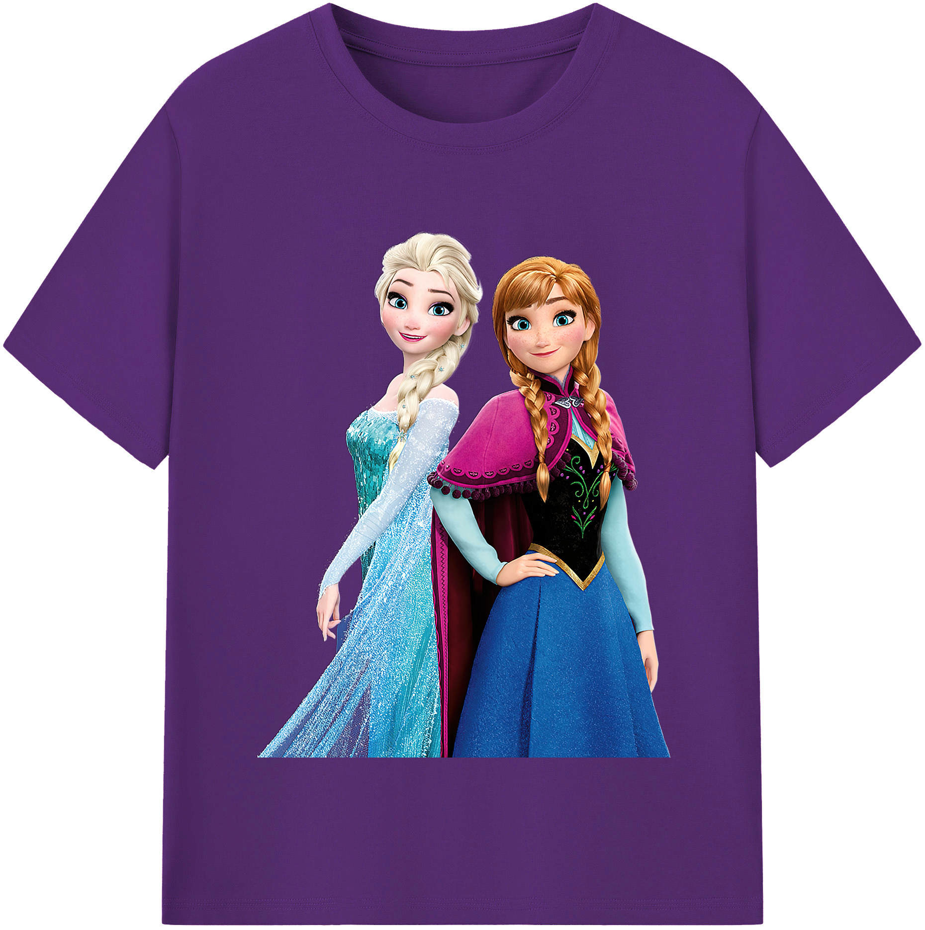 （画像用） アナと雪の女王 アンナ エルサ Frozen Anna Elsa 綿100％半袖Tシャツ（フロントプリント）