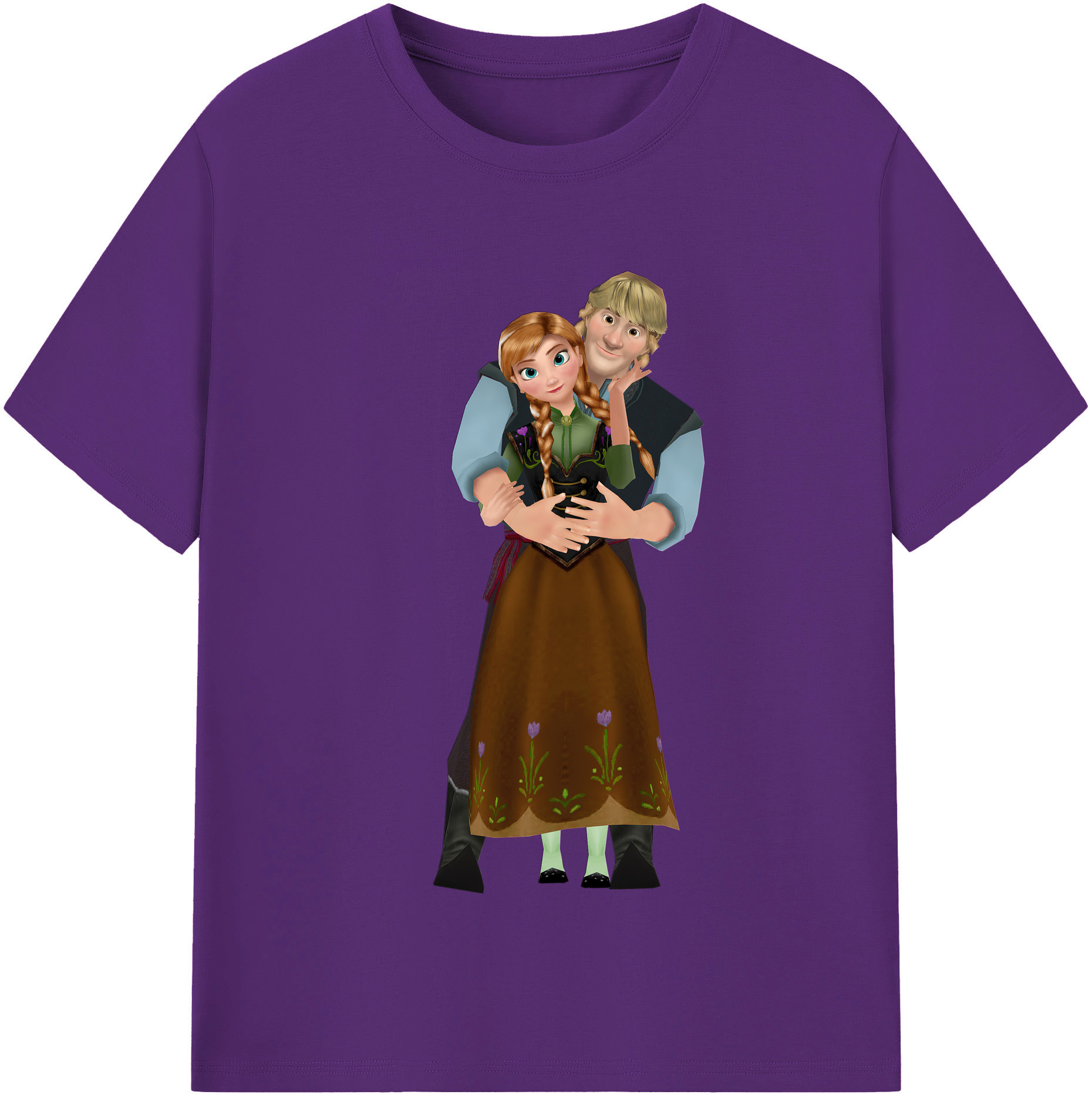 （画像用） アナと雪の女王 アンナ エルサ Frozen Anna Elsa 綿100％半袖Tシャツ（フロントプリント）
