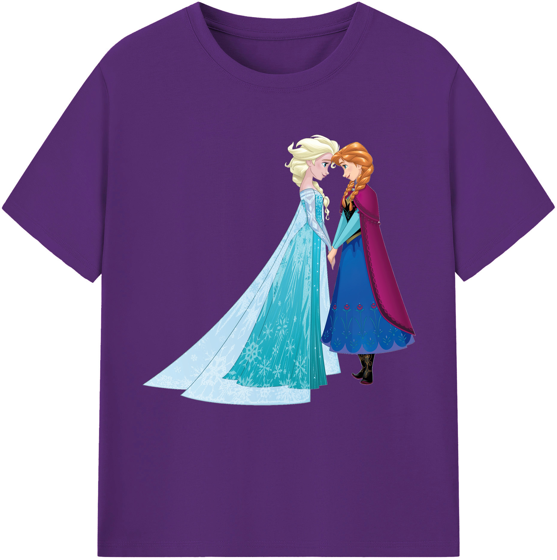 （画像用） アナと雪の女王 アンナ エルサ Frozen Anna Elsa 綿100％半袖Tシャツ（フロントプリント）