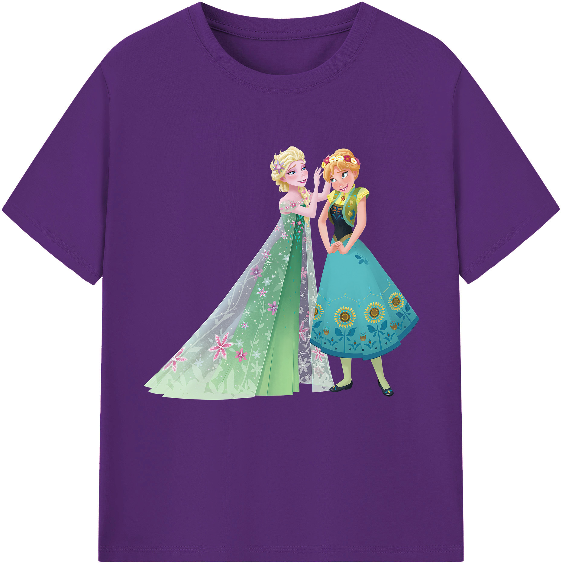 （画像用） アナと雪の女王 アンナ エルサ Frozen Anna Elsa 綿100％半袖Tシャツ（フロントプリント）