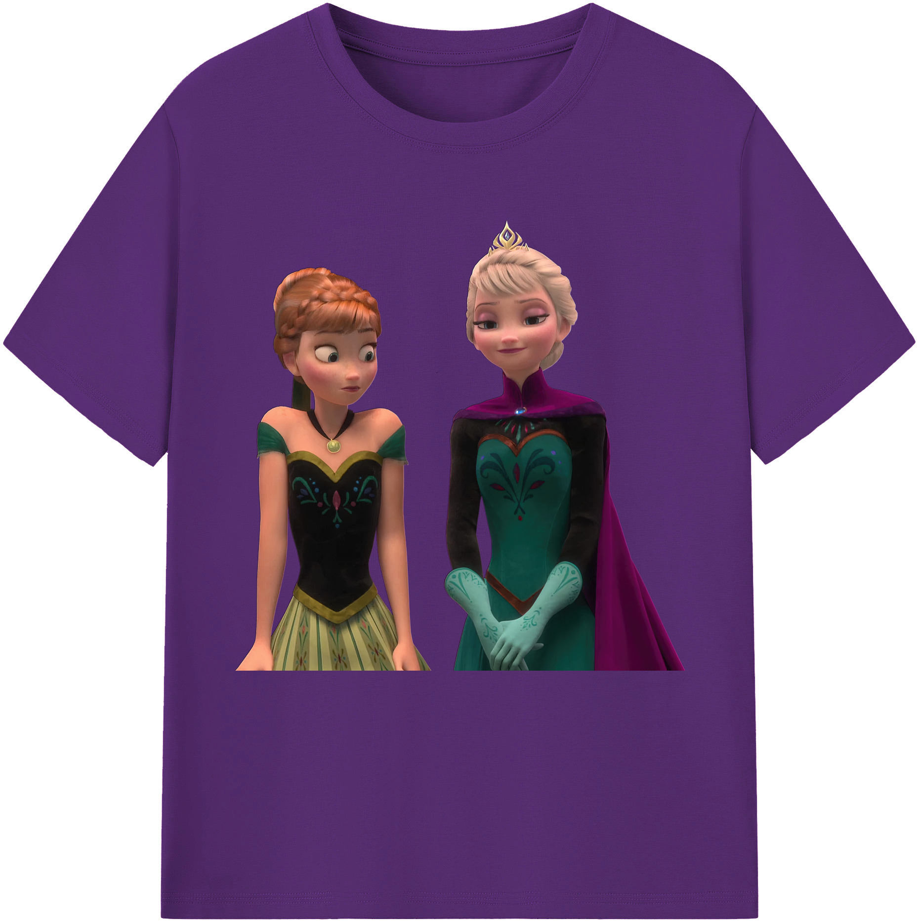 （画像用） アナと雪の女王 アンナ エルサ Frozen Anna Elsa 綿100％半袖Tシャツ（フロントプリント）