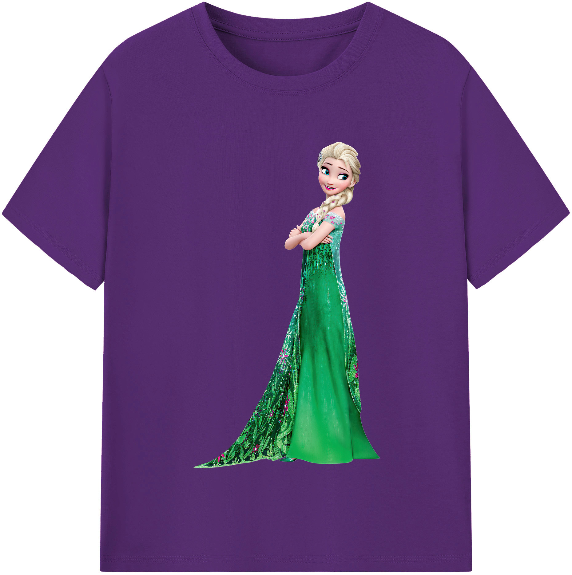 （画像用） アナと雪の女王 アンナ エルサ Frozen Anna Elsa 綿100％半袖Tシャツ（フロントプリント）