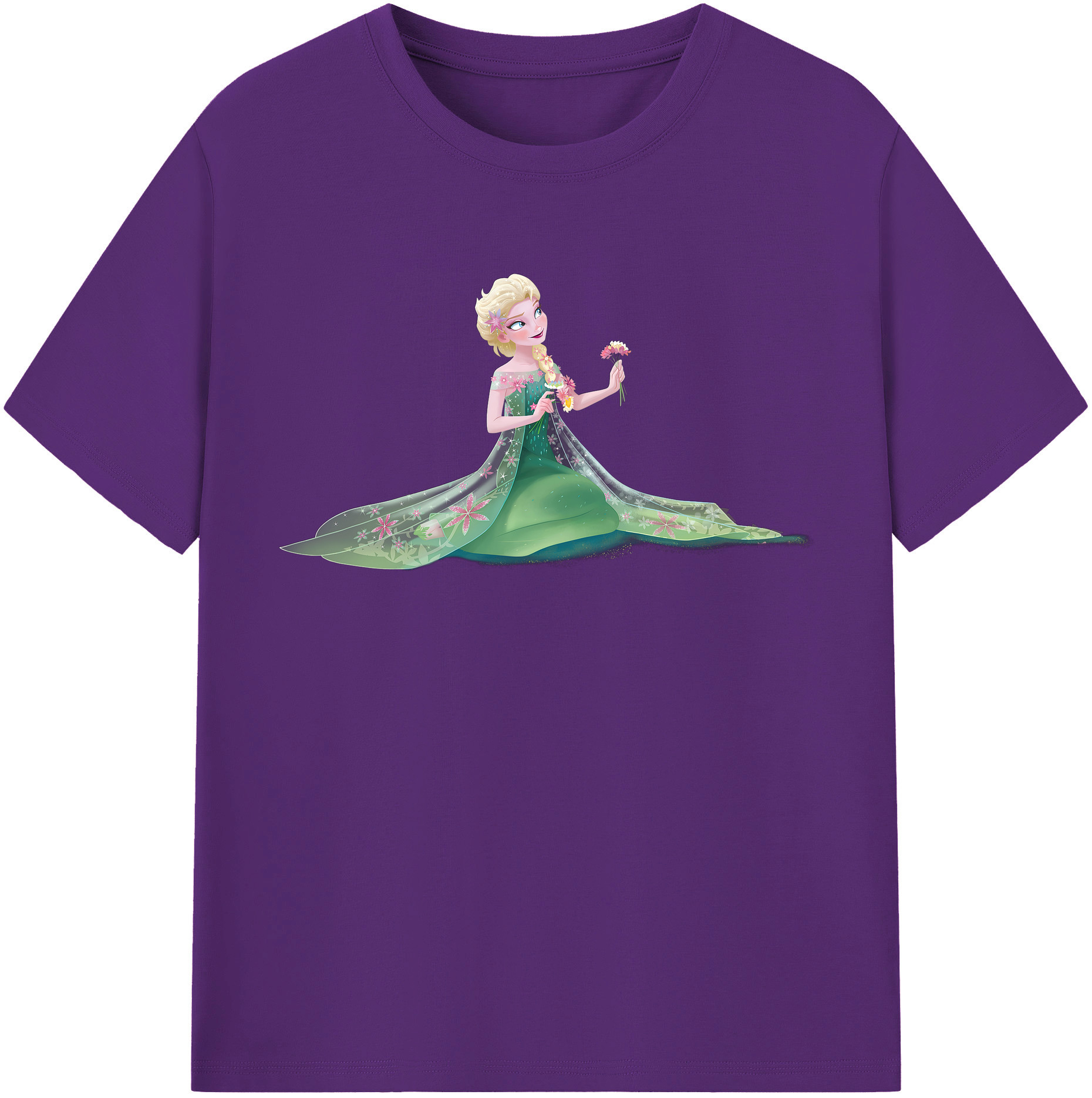 （画像用） アナと雪の女王 アンナ エルサ Frozen Anna Elsa 綿100％半袖Tシャツ（フロントプリント）