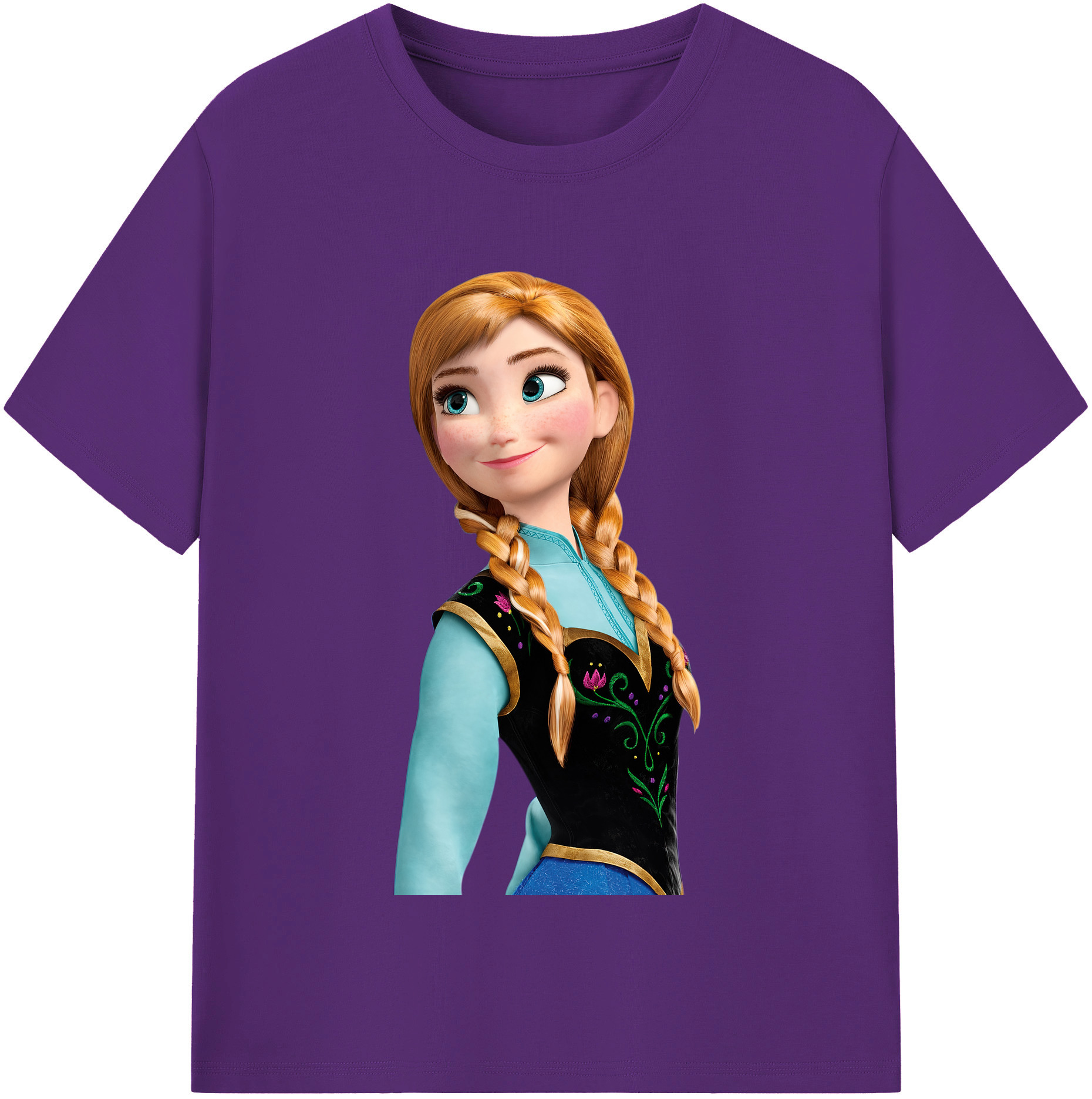 （画像用） アナと雪の女王 アンナ エルサ Frozen Anna Elsa 綿100％半袖Tシャツ（フロントプリント）