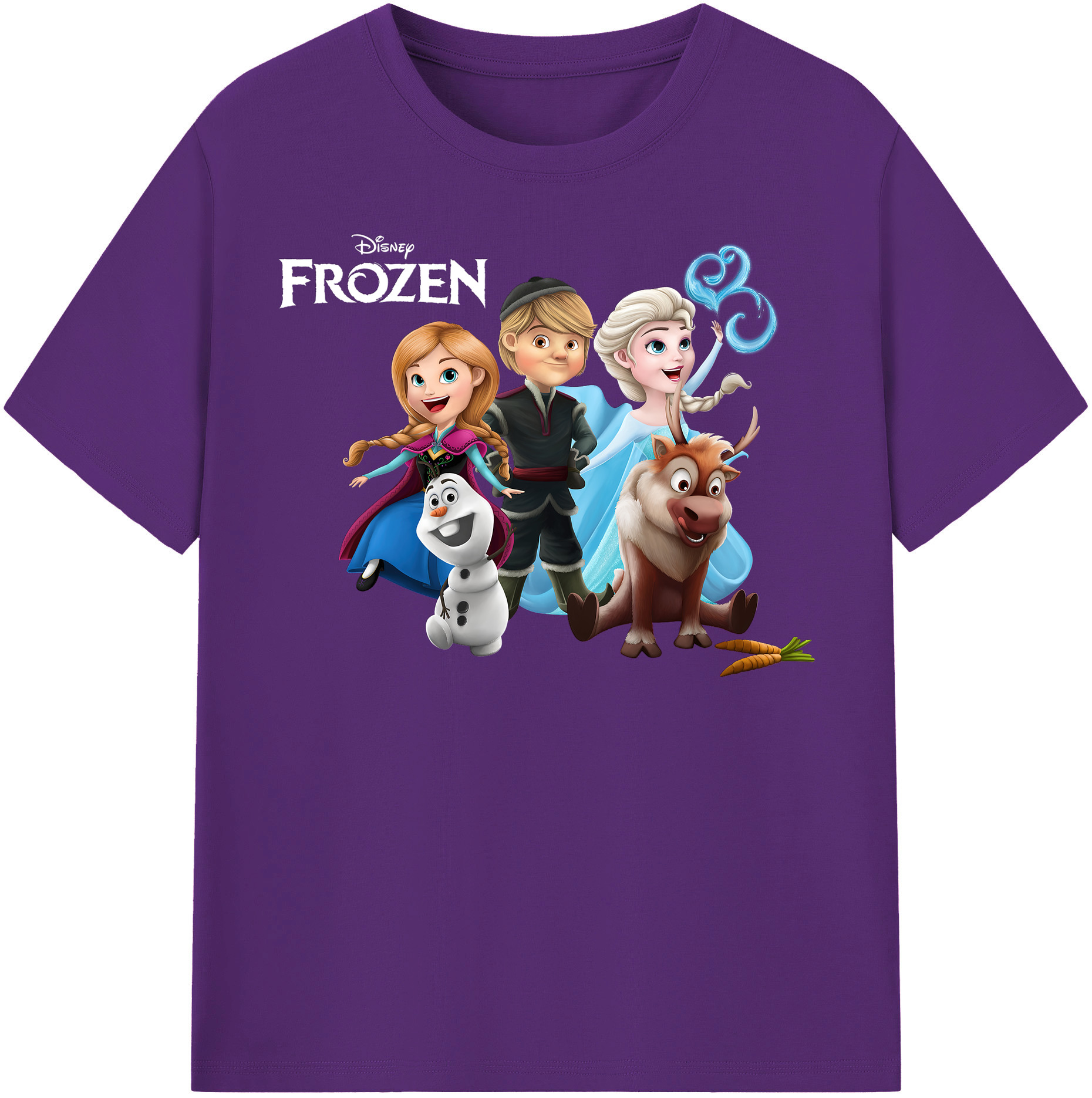 （画像用） アナと雪の女王 アンナ エルサ Frozen Anna Elsa 綿100％半袖Tシャツ（フロントプリント）