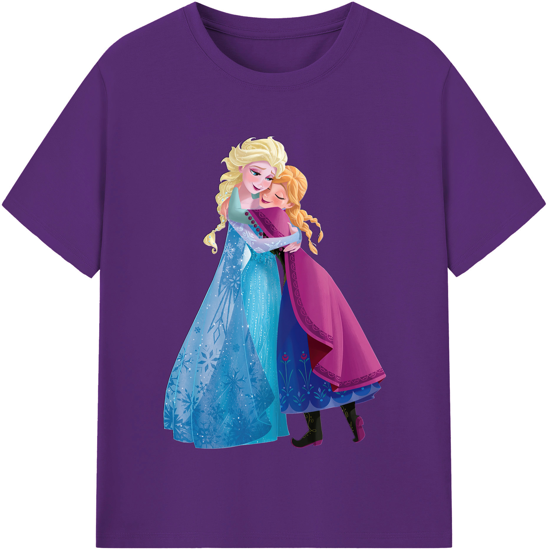 （画像用） アナと雪の女王 アンナ エルサ Frozen Anna Elsa 綿100％半袖Tシャツ（フロントプリント）