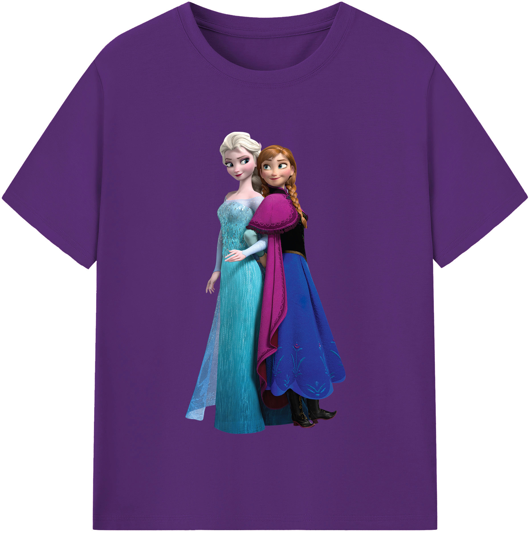 （画像用） アナと雪の女王 アンナ エルサ Frozen Anna Elsa 綿100％半袖Tシャツ（フロントプリント）