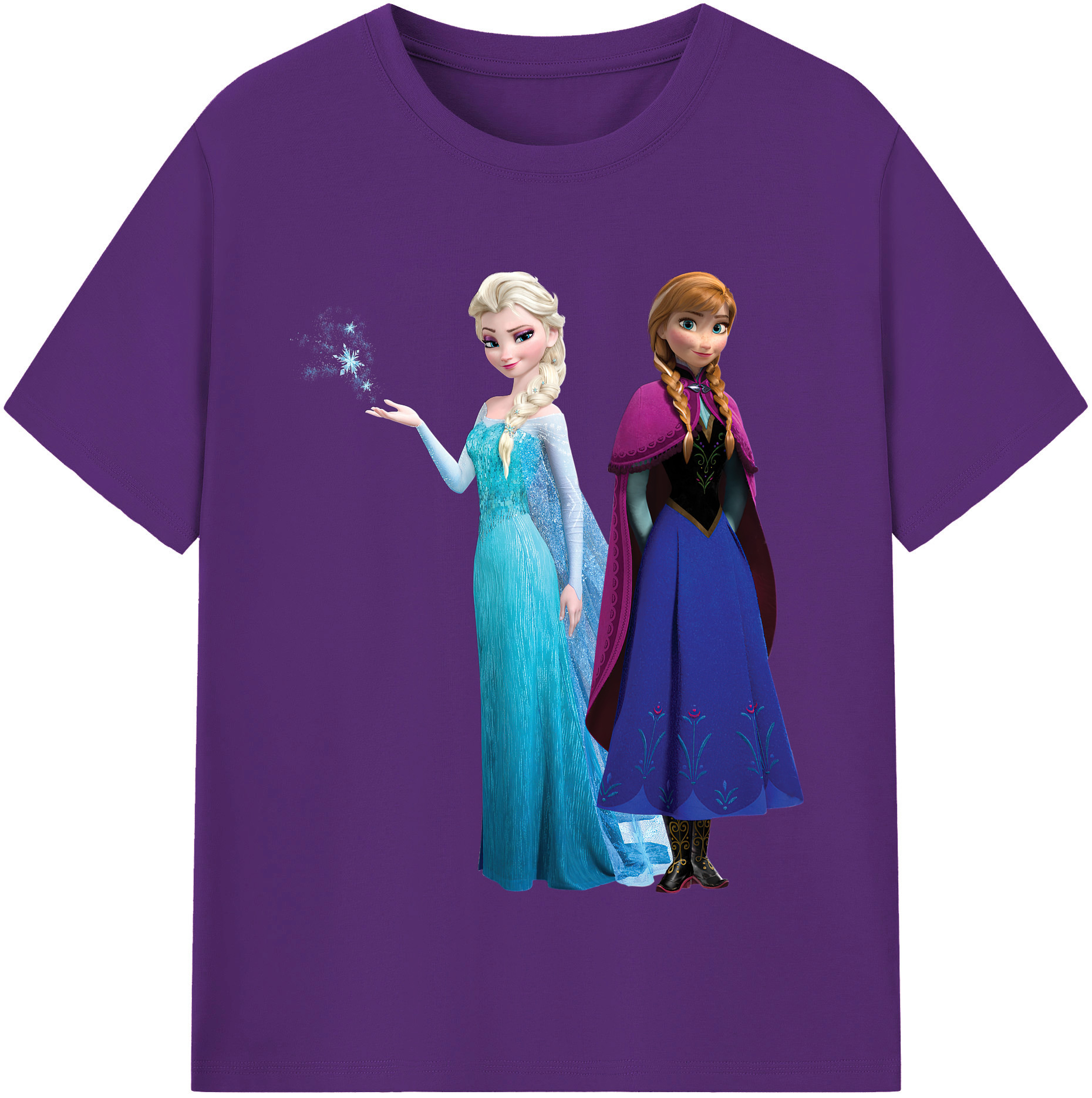 （画像用） アナと雪の女王 アンナ エルサ Frozen Anna Elsa 綿100％半袖Tシャツ（フロントプリント）