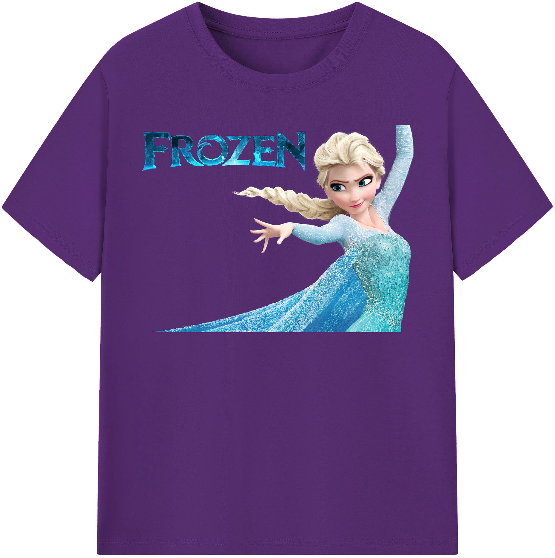 （画像用） アナと雪の女王 アンナ エルサ Frozen Anna Elsa 綿100％半袖Tシャツ（フロントプリント）