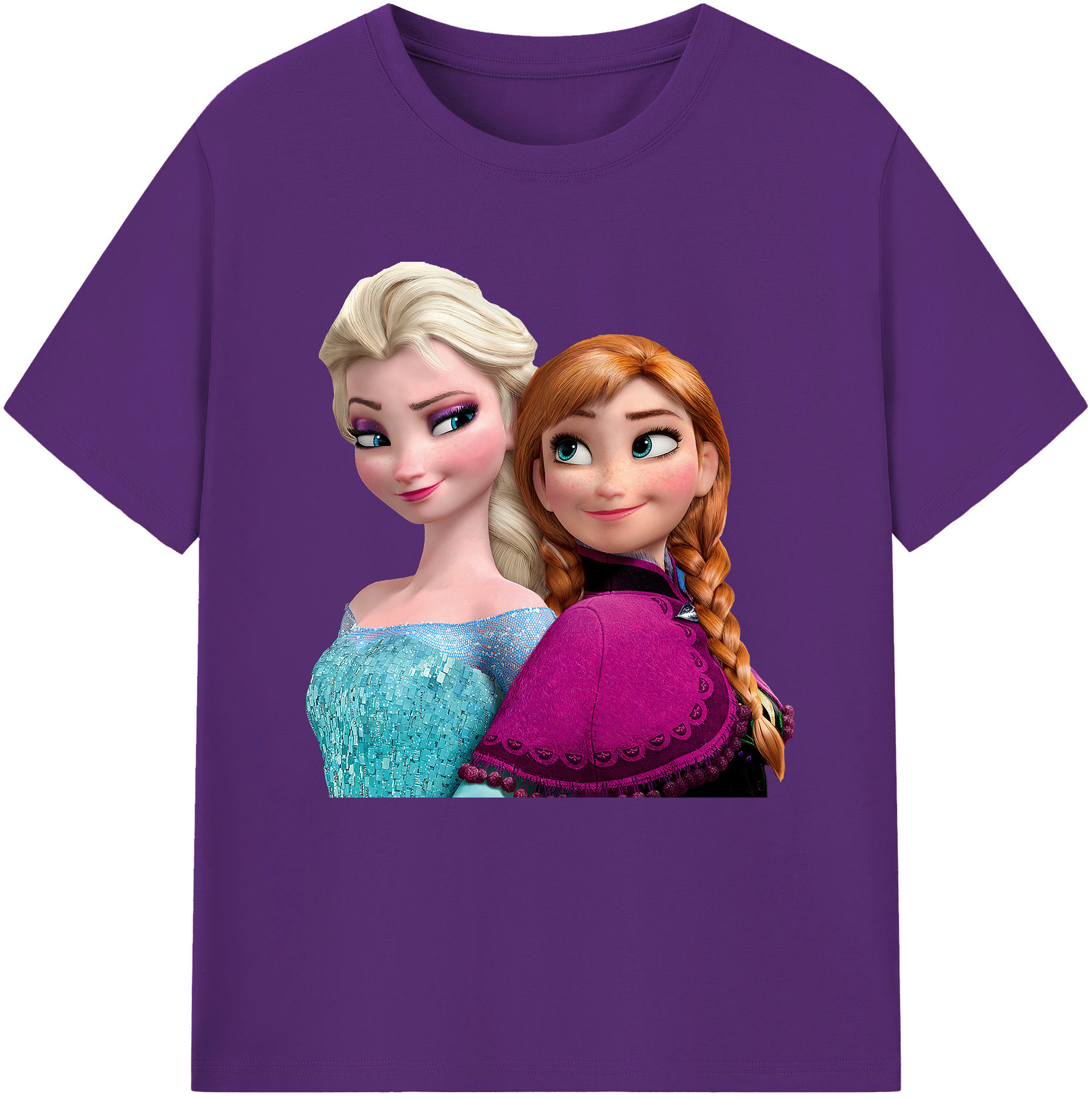 （画像用） アナと雪の女王 アンナ エルサ Frozen Anna Elsa 綿100％半袖Tシャツ（フロントプリント）