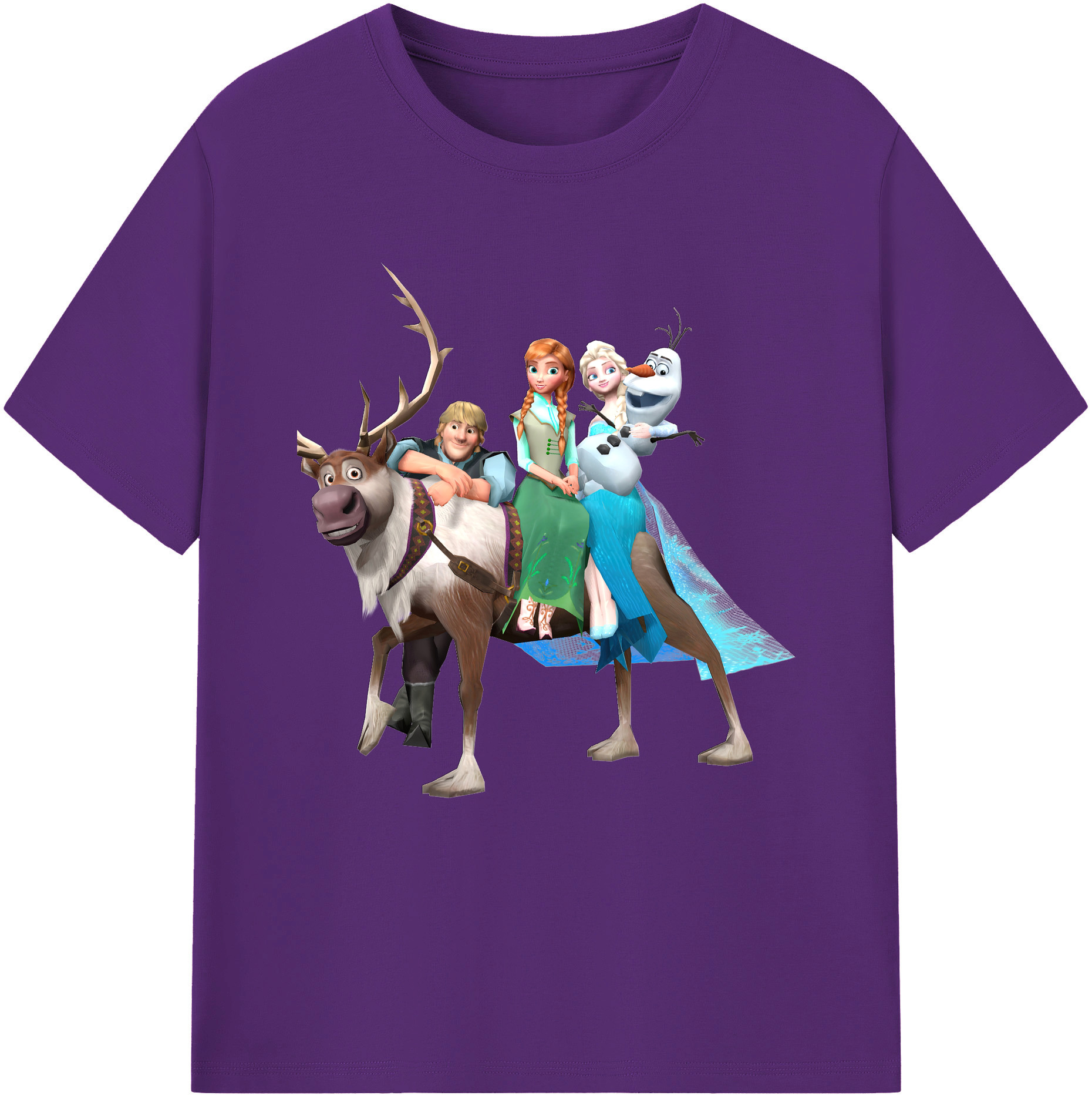 （画像用） アナと雪の女王 アンナ エルサ Frozen Anna Elsa 綿100％半袖Tシャツ（フロントプリント）