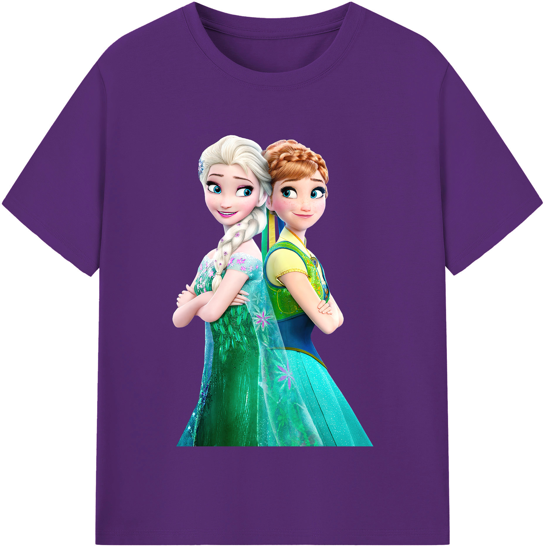 （画像用） アナと雪の女王 アンナ エルサ Frozen Anna Elsa 綿100％半袖Tシャツ（フロントプリント）