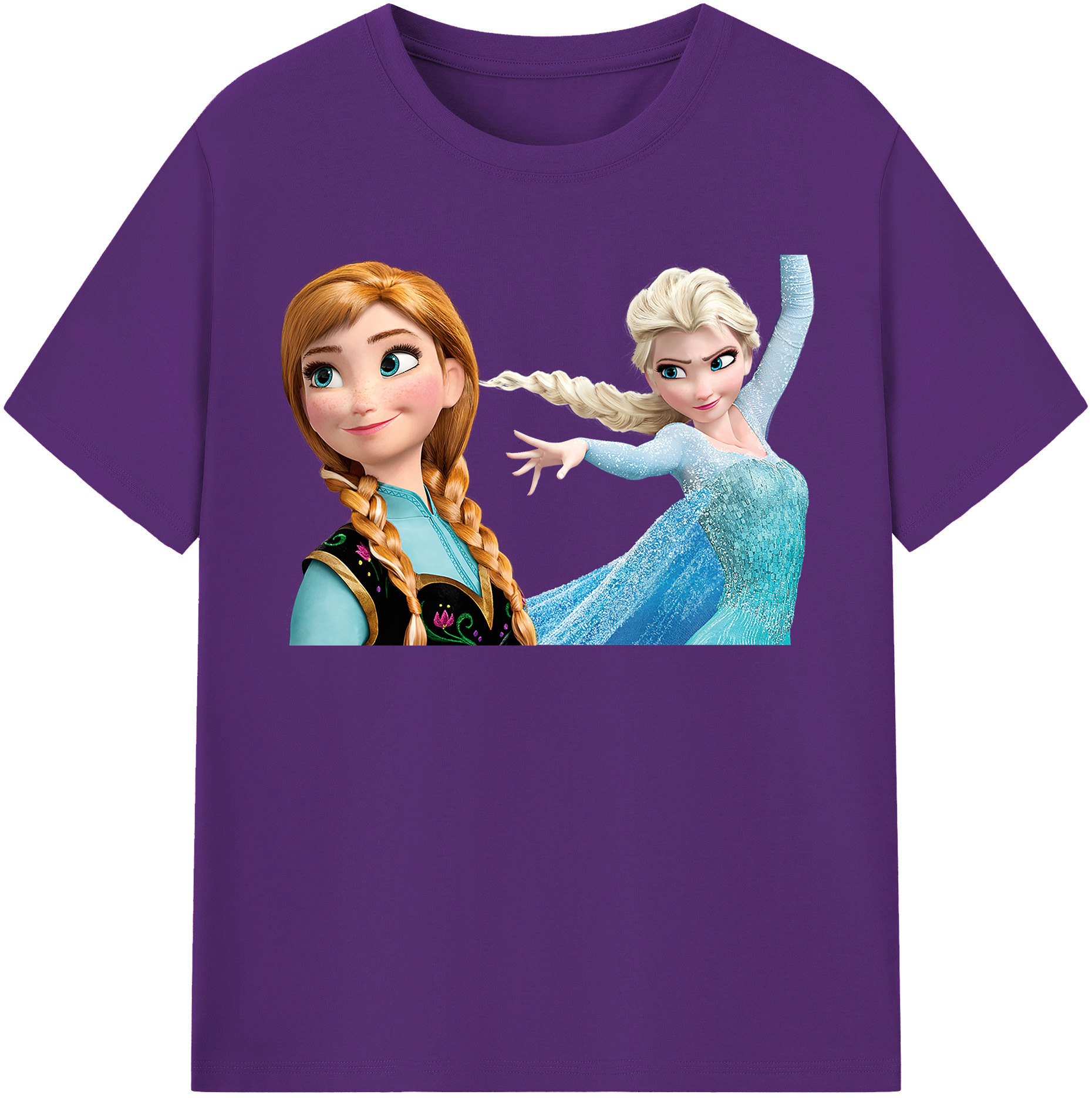 （画像用） アナと雪の女王 アンナ エルサ Frozen Anna Elsa 綿100％半袖Tシャツ（フロントプリント）
