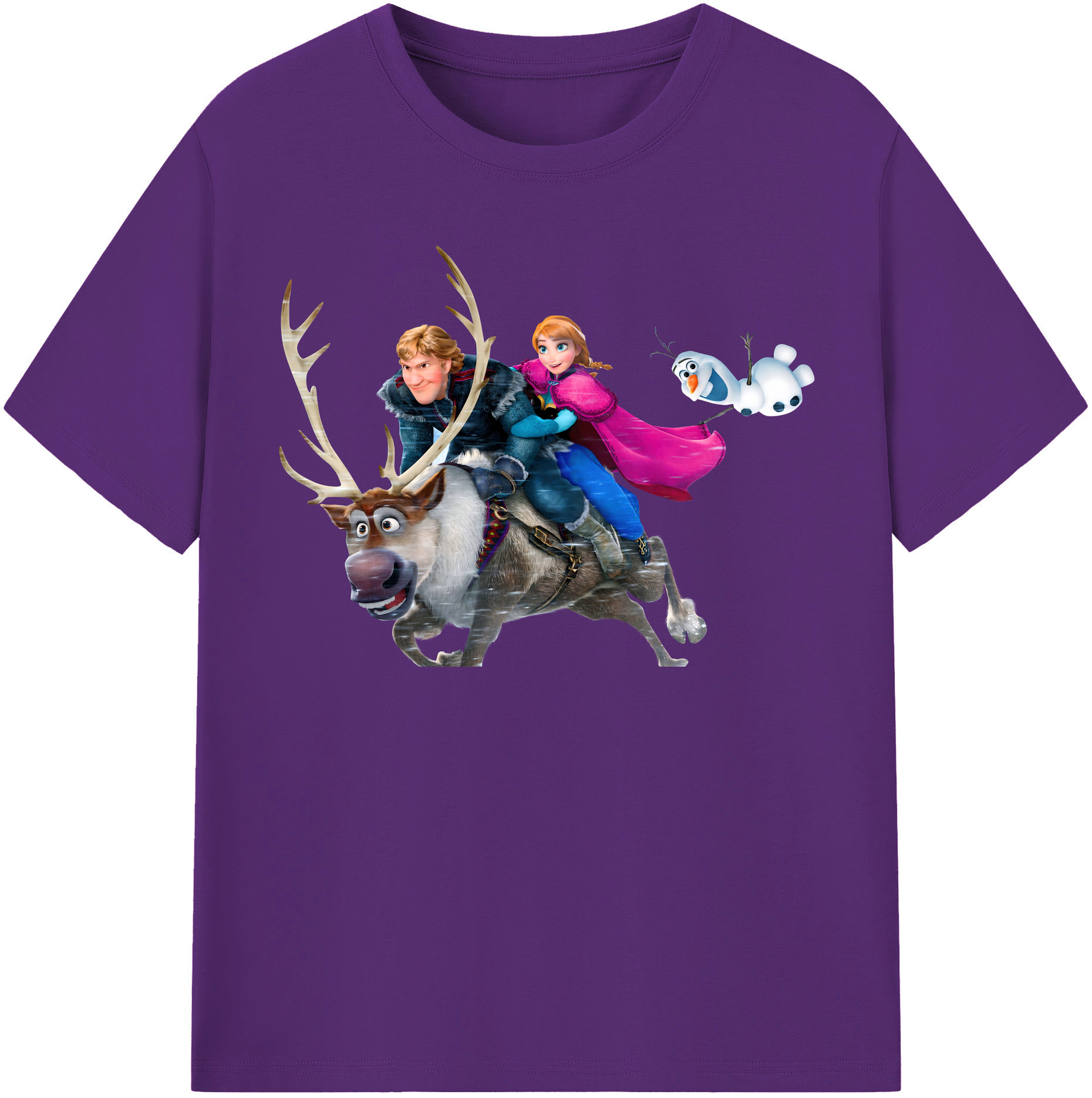 （画像用） アナと雪の女王 アンナ エルサ Frozen Anna Elsa 綿100％半袖Tシャツ（フロントプリント）