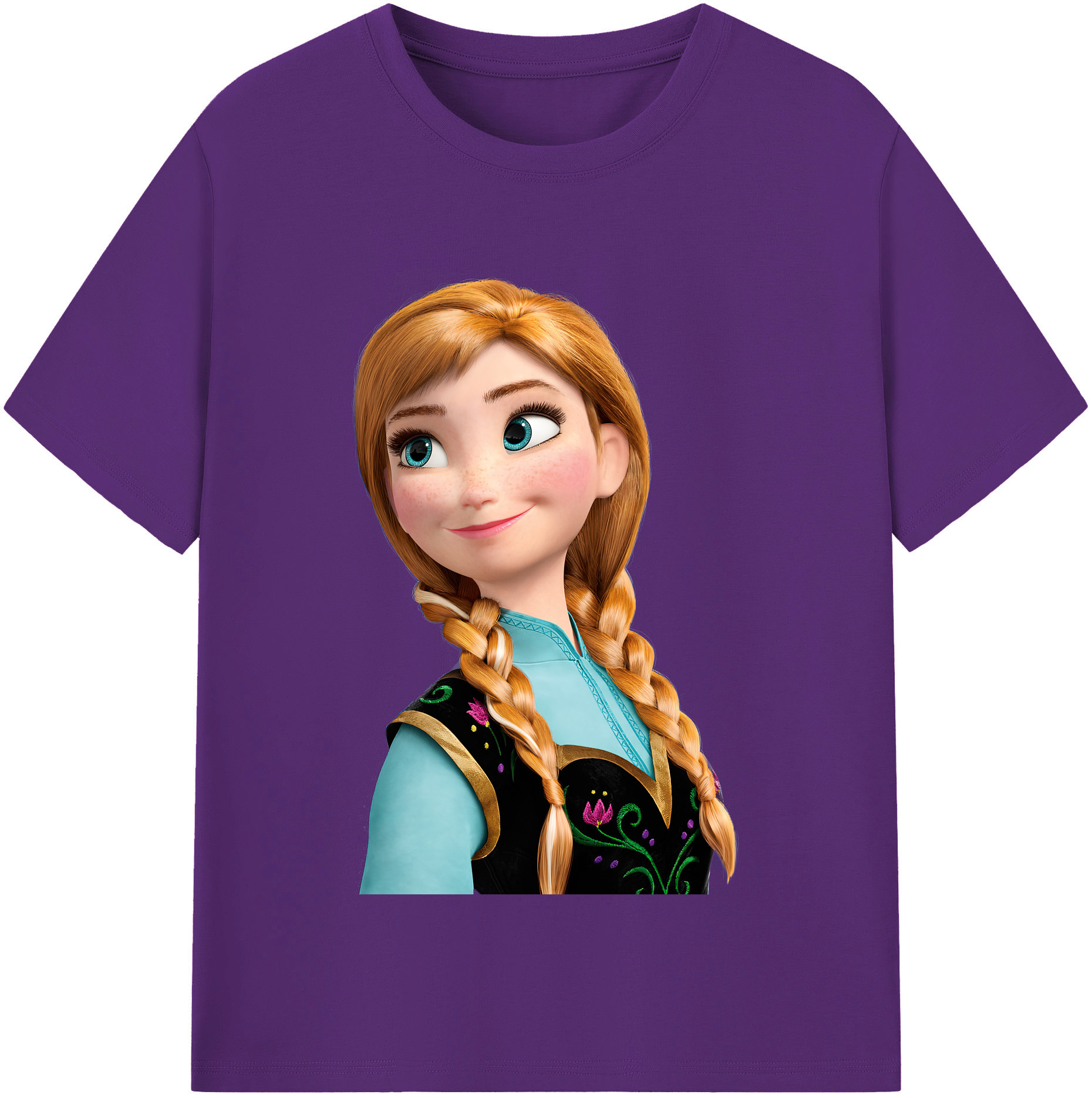 （画像用） アナと雪の女王 アンナ エルサ Frozen Anna Elsa 綿100％半袖Tシャツ（フロントプリント）