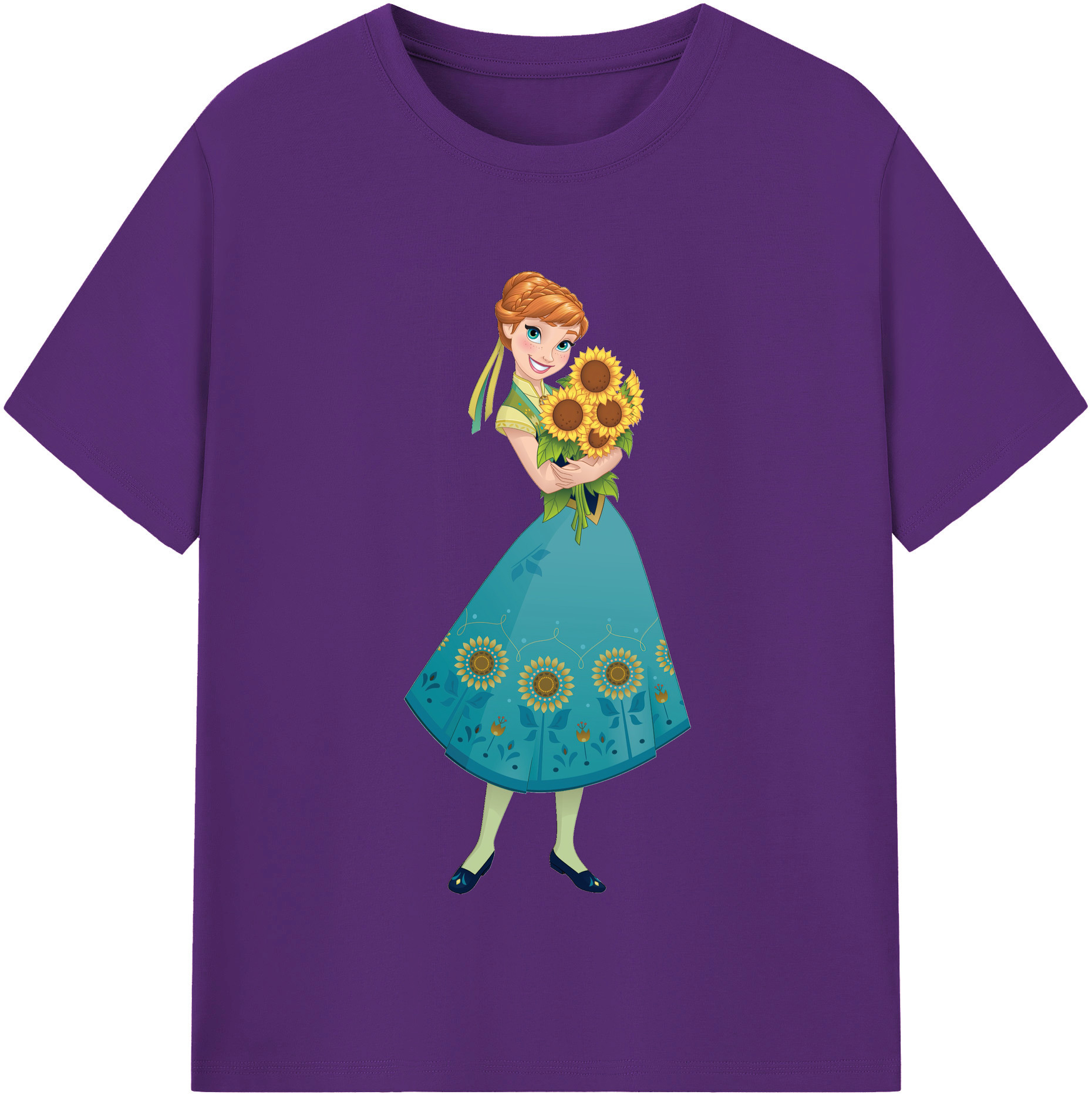 （画像用） アナと雪の女王 アンナ エルサ Frozen Anna Elsa 綿100％半袖Tシャツ（フロントプリント）
