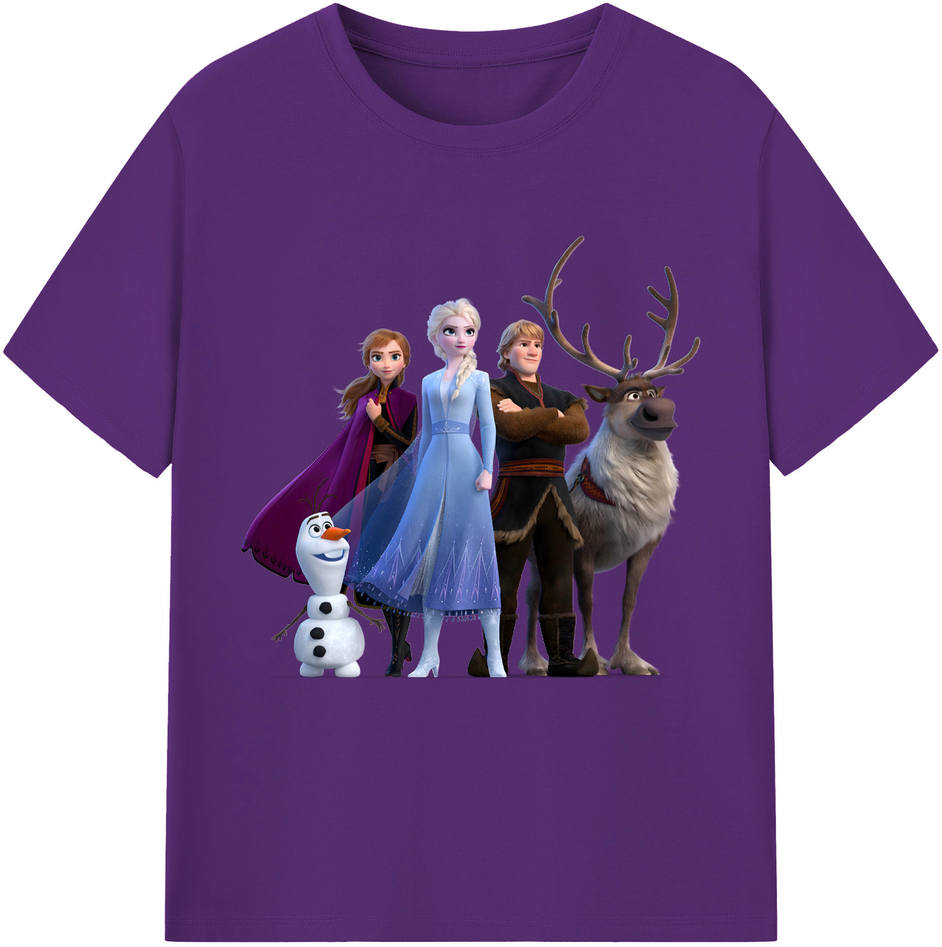 （画像用） アナと雪の女王 アンナ エルサ Frozen Anna Elsa 綿100％半袖Tシャツ（フロントプリント）