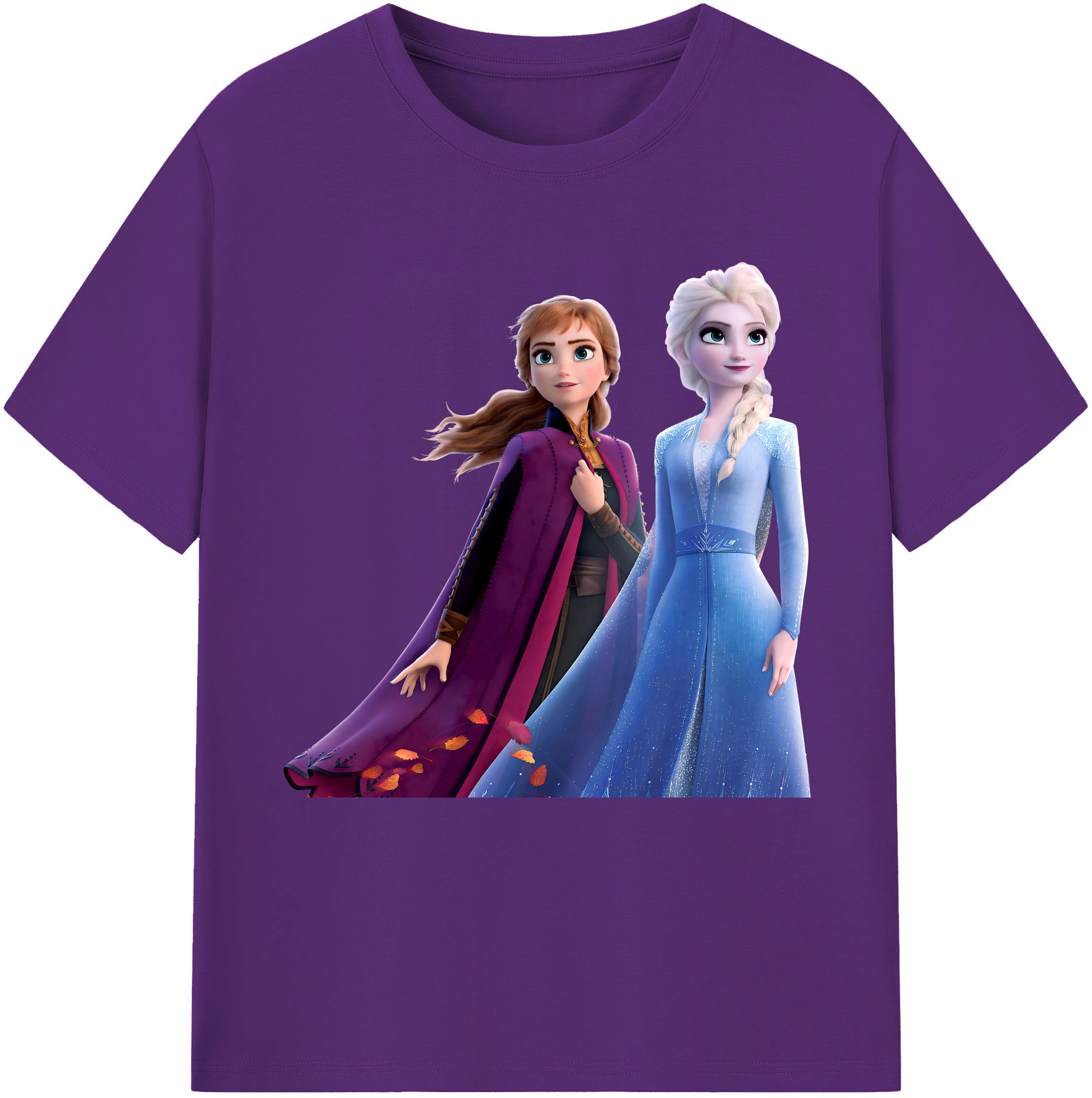 （画像用） アナと雪の女王 アンナ エルサ Frozen Anna Elsa 綿100％半袖Tシャツ（フロントプリント）