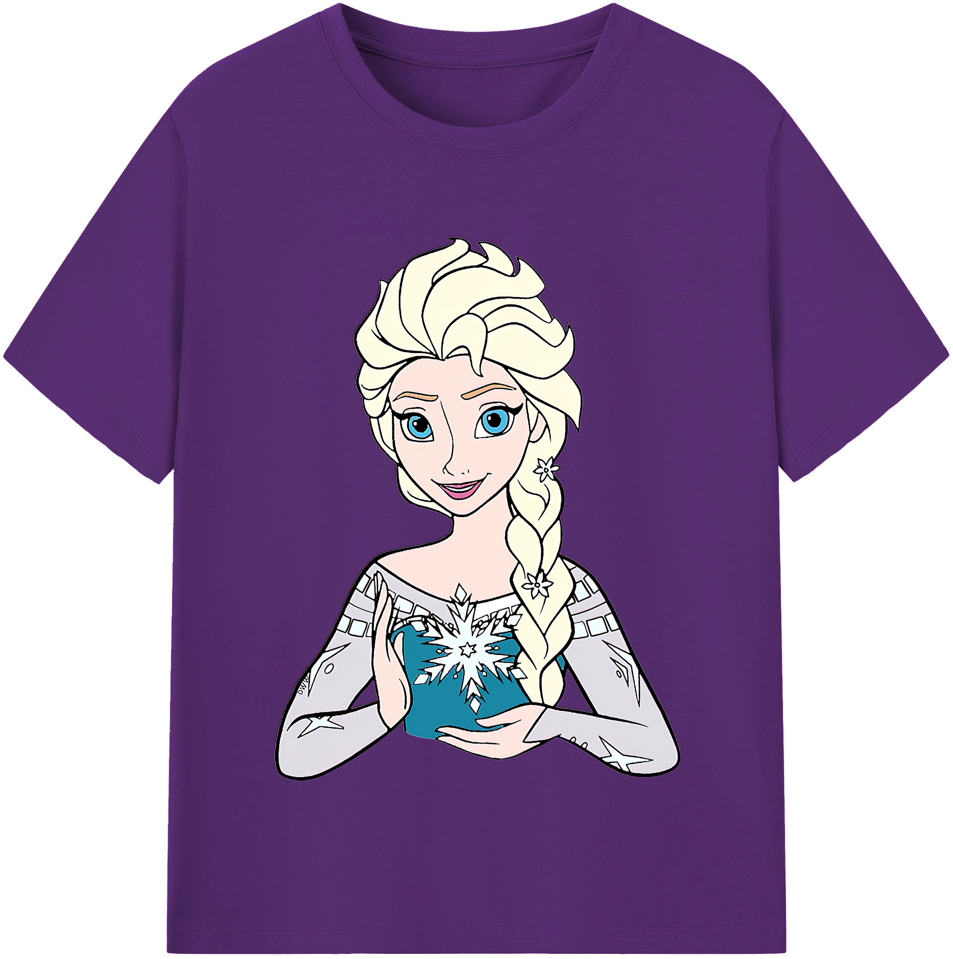 （画像用） アナと雪の女王 アンナ エルサ Frozen Anna Elsa 綿100％半袖Tシャツ（フロントプリント）