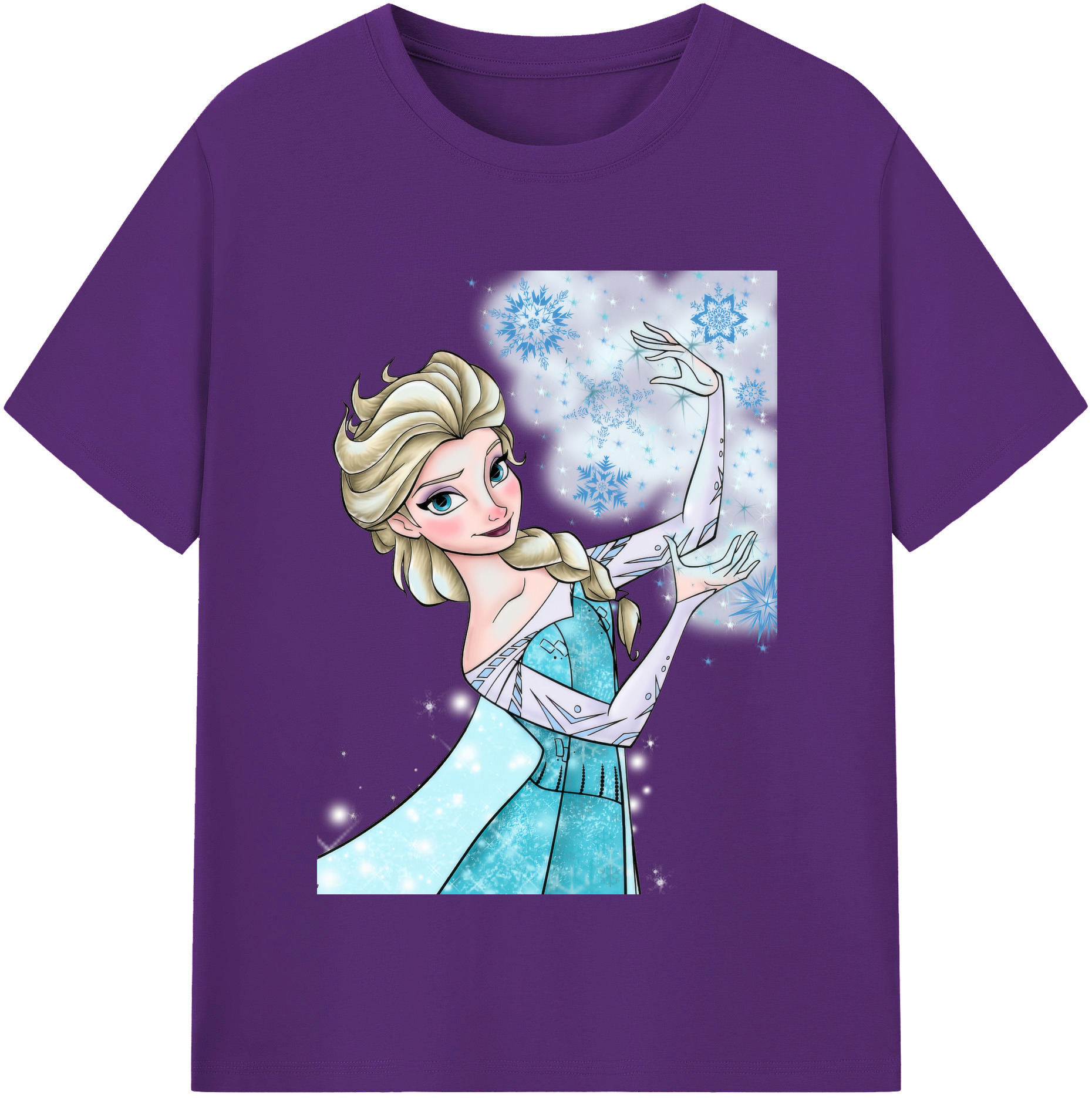 （画像用） アナと雪の女王 アンナ エルサ Frozen Anna Elsa 綿100％半袖Tシャツ（フロントプリント）