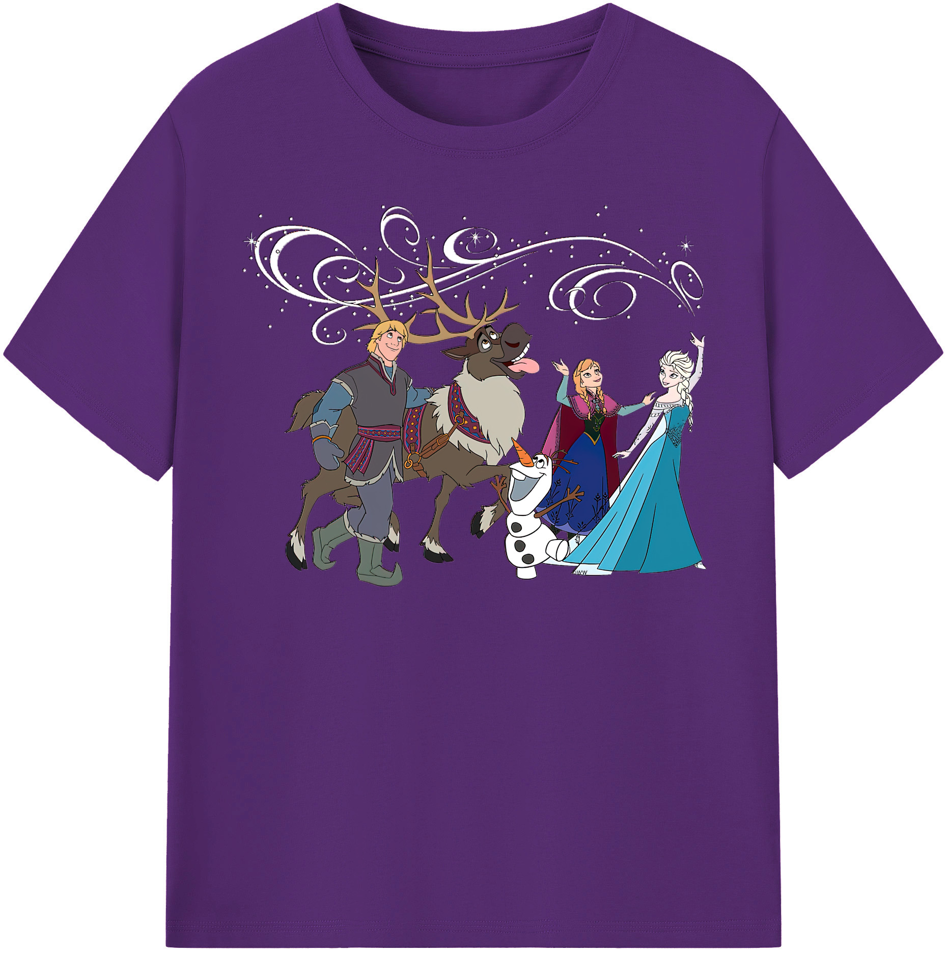 （画像用） アナと雪の女王 アンナ エルサ Frozen Anna Elsa 綿100％半袖Tシャツ（フロントプリント）