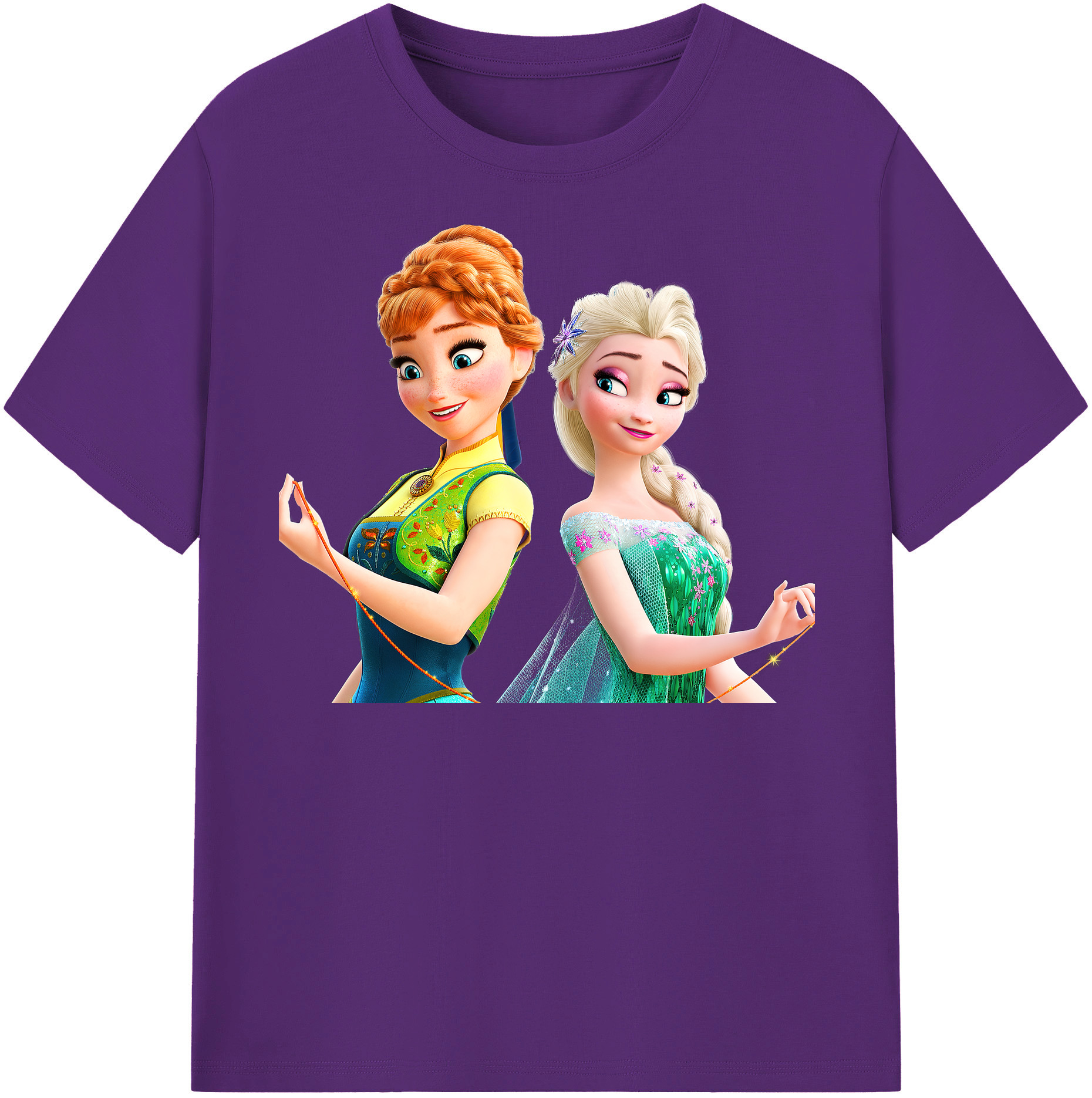（画像用） アナと雪の女王 アンナ エルサ Frozen Anna Elsa 綿100％半袖Tシャツ（フロントプリント）