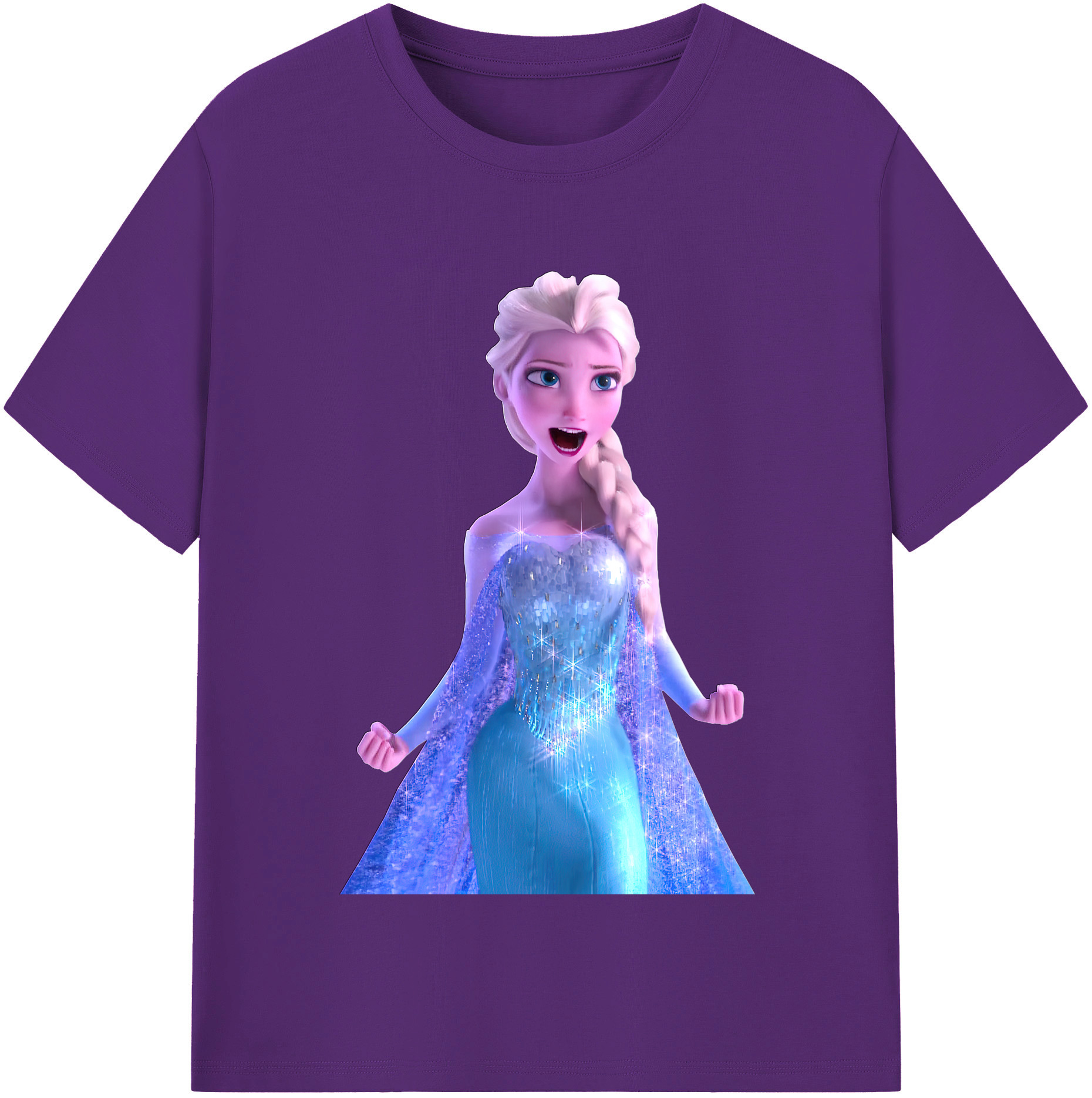 （画像用） アナと雪の女王 アンナ エルサ Frozen Anna Elsa 綿100％半袖Tシャツ（フロントプリント）