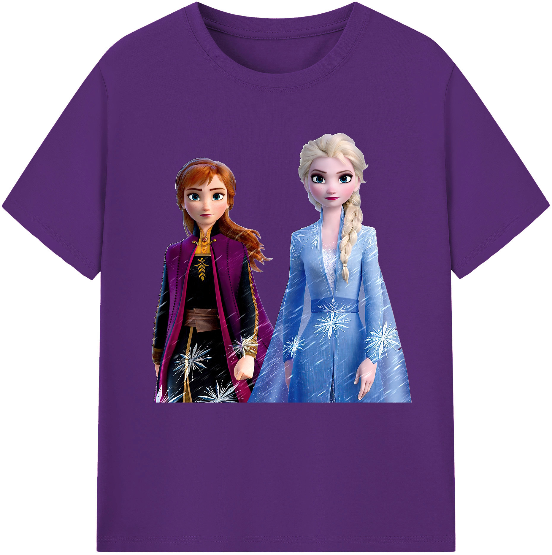 （画像用） アナと雪の女王 アンナ エルサ Frozen Anna Elsa 綿100％半袖Tシャツ（フロントプリント）