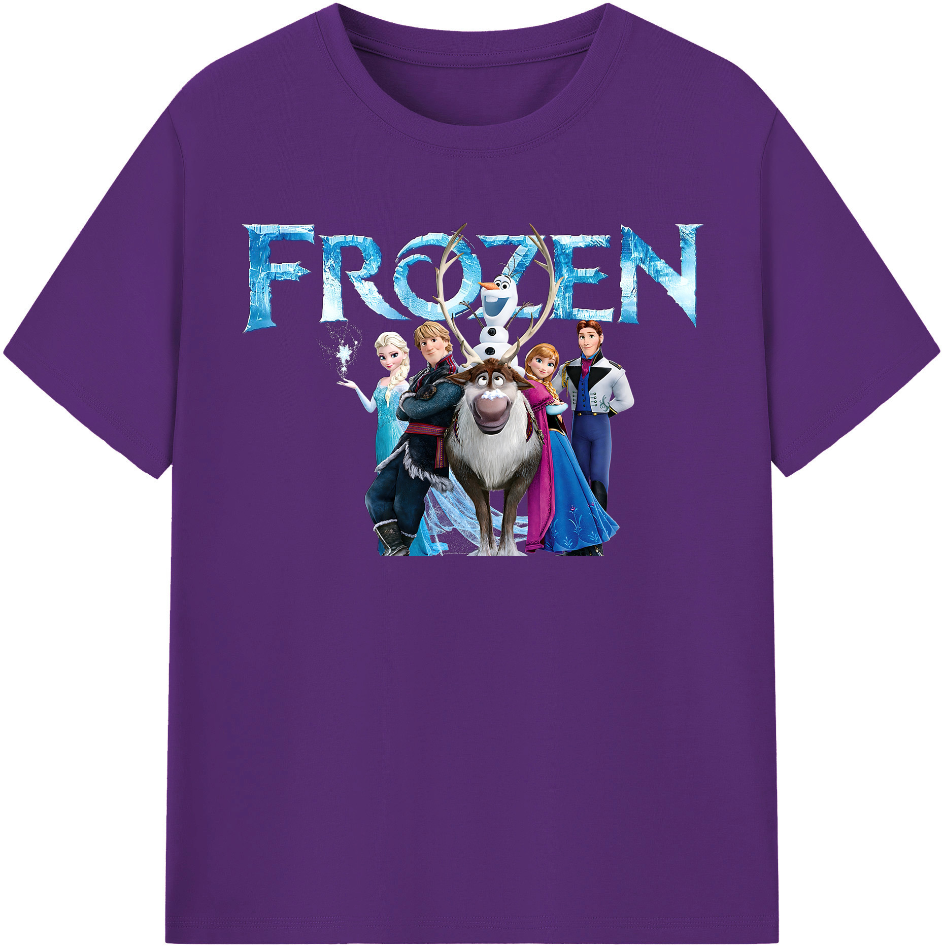 （画像用） アナと雪の女王 アンナ エルサ Frozen Anna Elsa 綿100％半袖Tシャツ（フロントプリント）