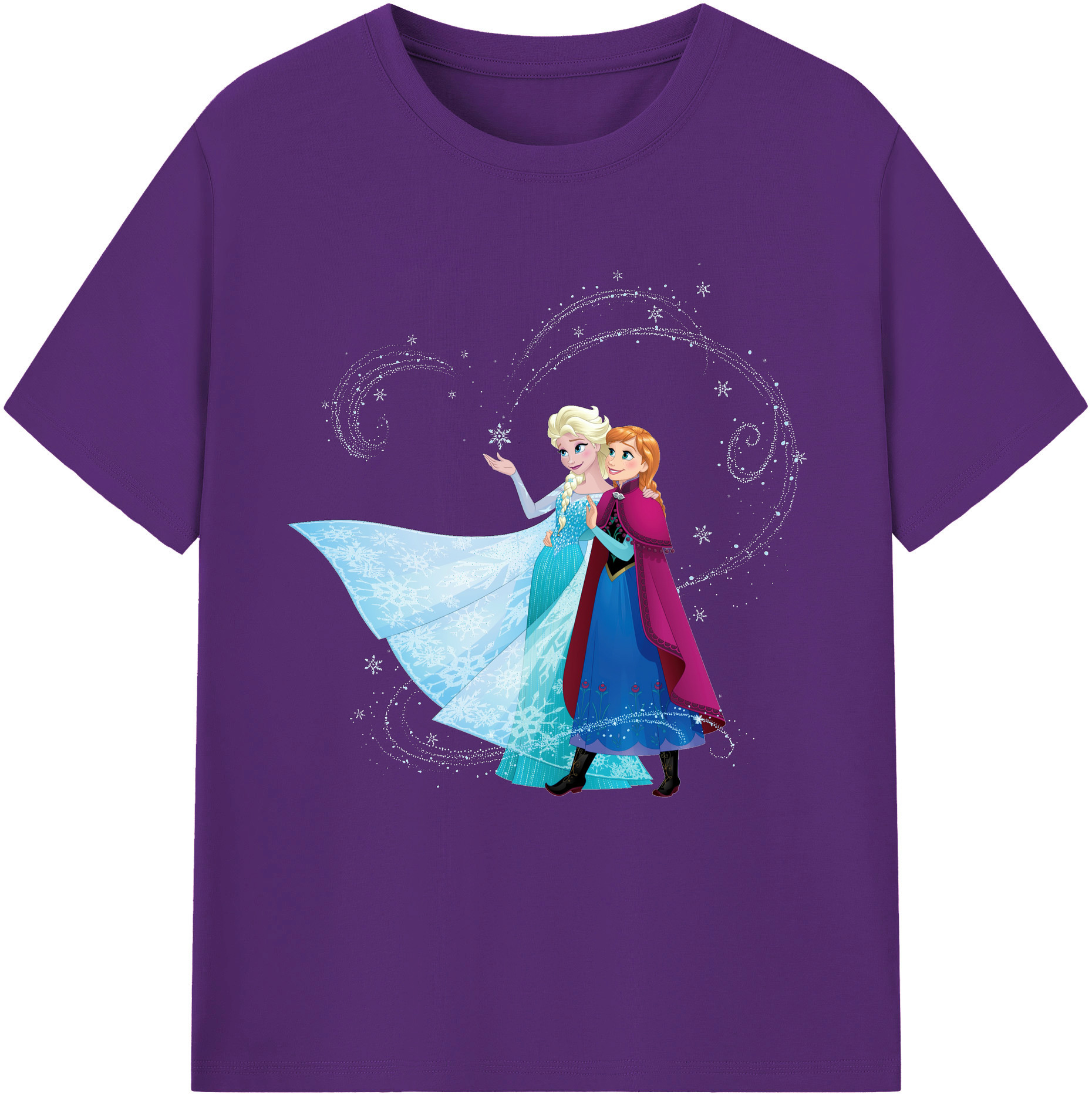 （画像用） アナと雪の女王 アンナ エルサ Frozen Anna Elsa 綿100％半袖Tシャツ（フロントプリント）