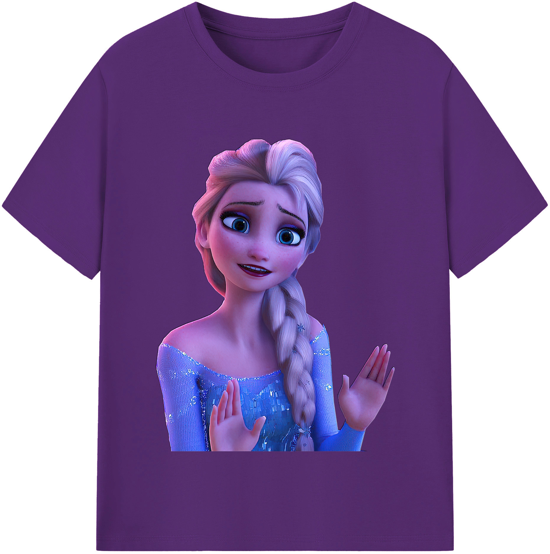 （画像用） アナと雪の女王 アンナ エルサ Frozen Anna Elsa 綿100％半袖Tシャツ（フロントプリント）