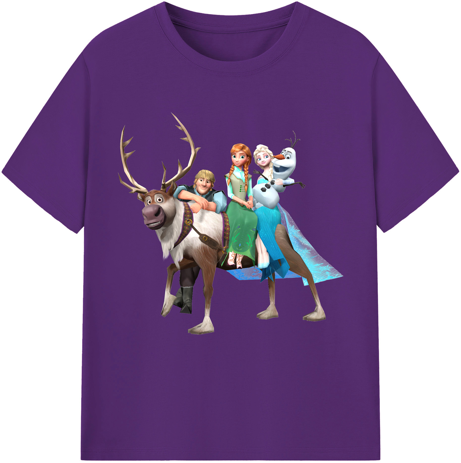 （画像用） アナと雪の女王 アンナ エルサ Frozen Anna Elsa 綿100％半袖Tシャツ（フロントプリント）
