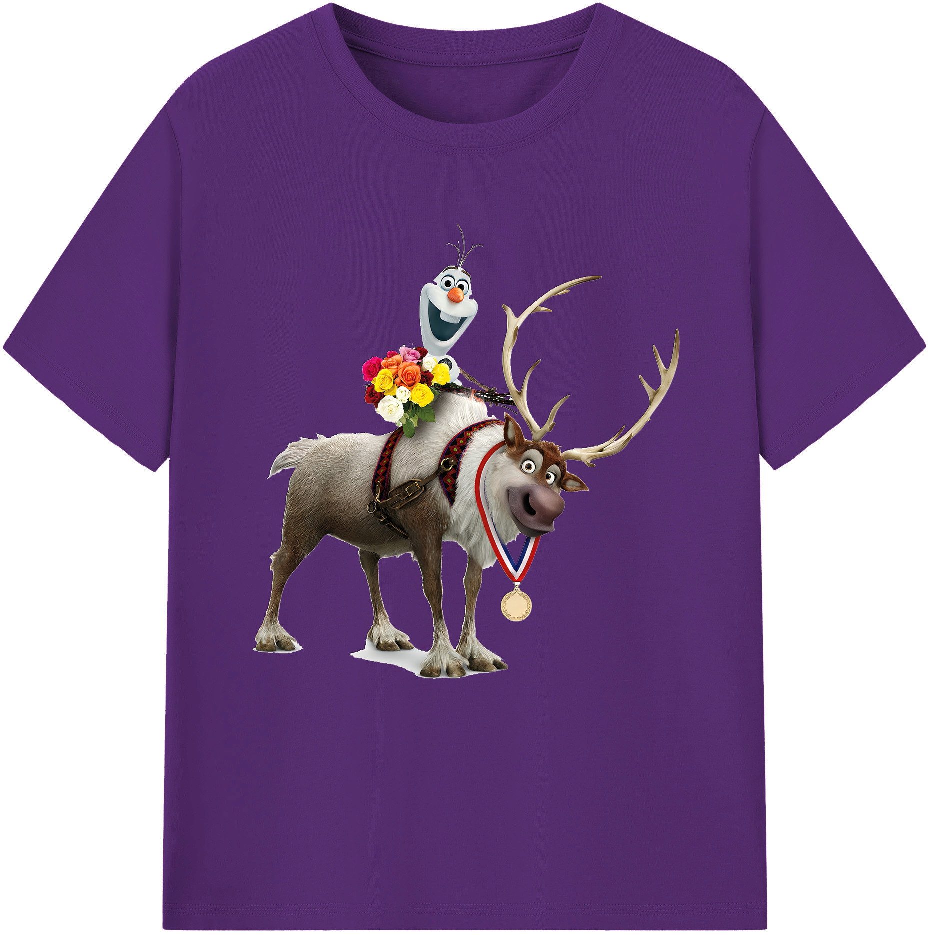 （画像用） アナと雪の女王 アンナ エルサ Frozen Anna Elsa 綿100％半袖Tシャツ（フロントプリント）