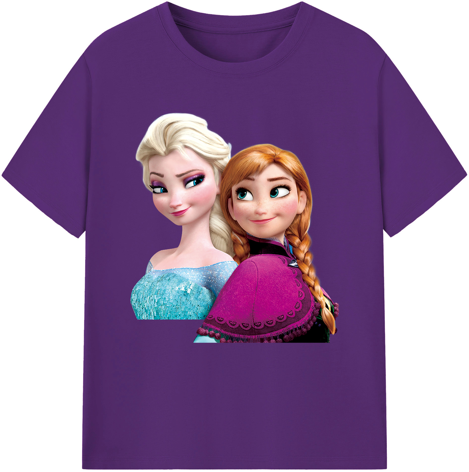 （画像用） アナと雪の女王 アンナ エルサ Frozen Anna Elsa 綿100％半袖Tシャツ（フロントプリント）