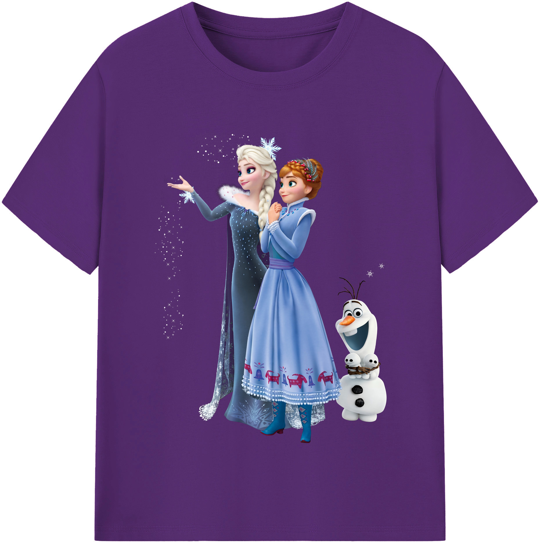 （画像用） アナと雪の女王 アンナ エルサ Frozen Anna Elsa 綿100％半袖Tシャツ（フロントプリント）
