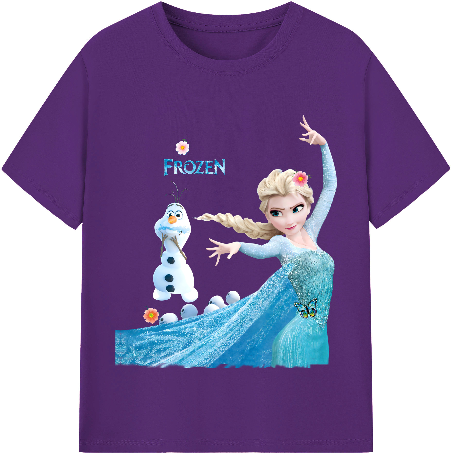 （画像用） アナと雪の女王 アンナ エルサ Frozen Anna Elsa 綿100％半袖Tシャツ（フロントプリント）