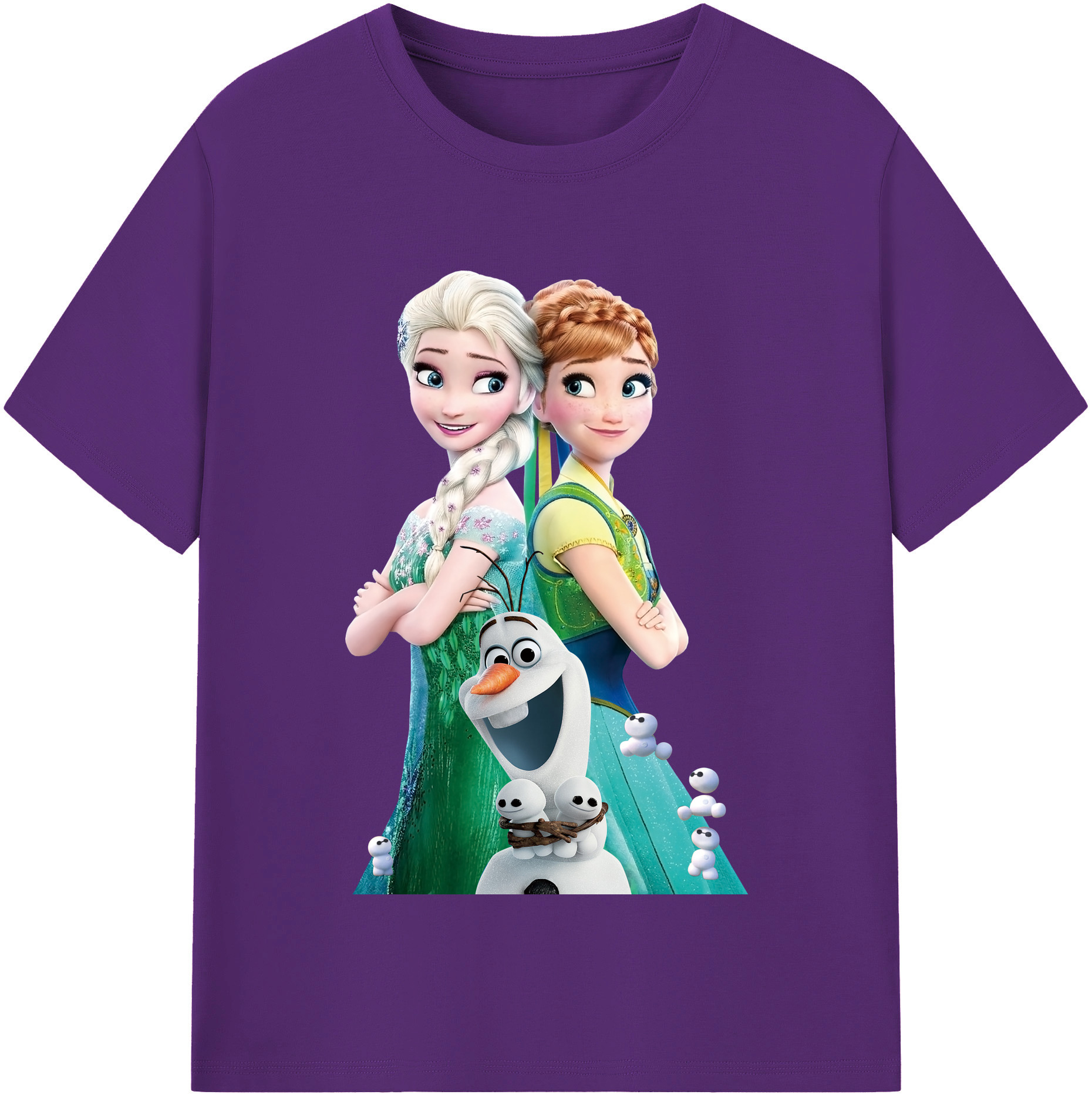 （画像用） アナと雪の女王 アンナ エルサ Frozen Anna Elsa 綿100％半袖Tシャツ（フロントプリント）