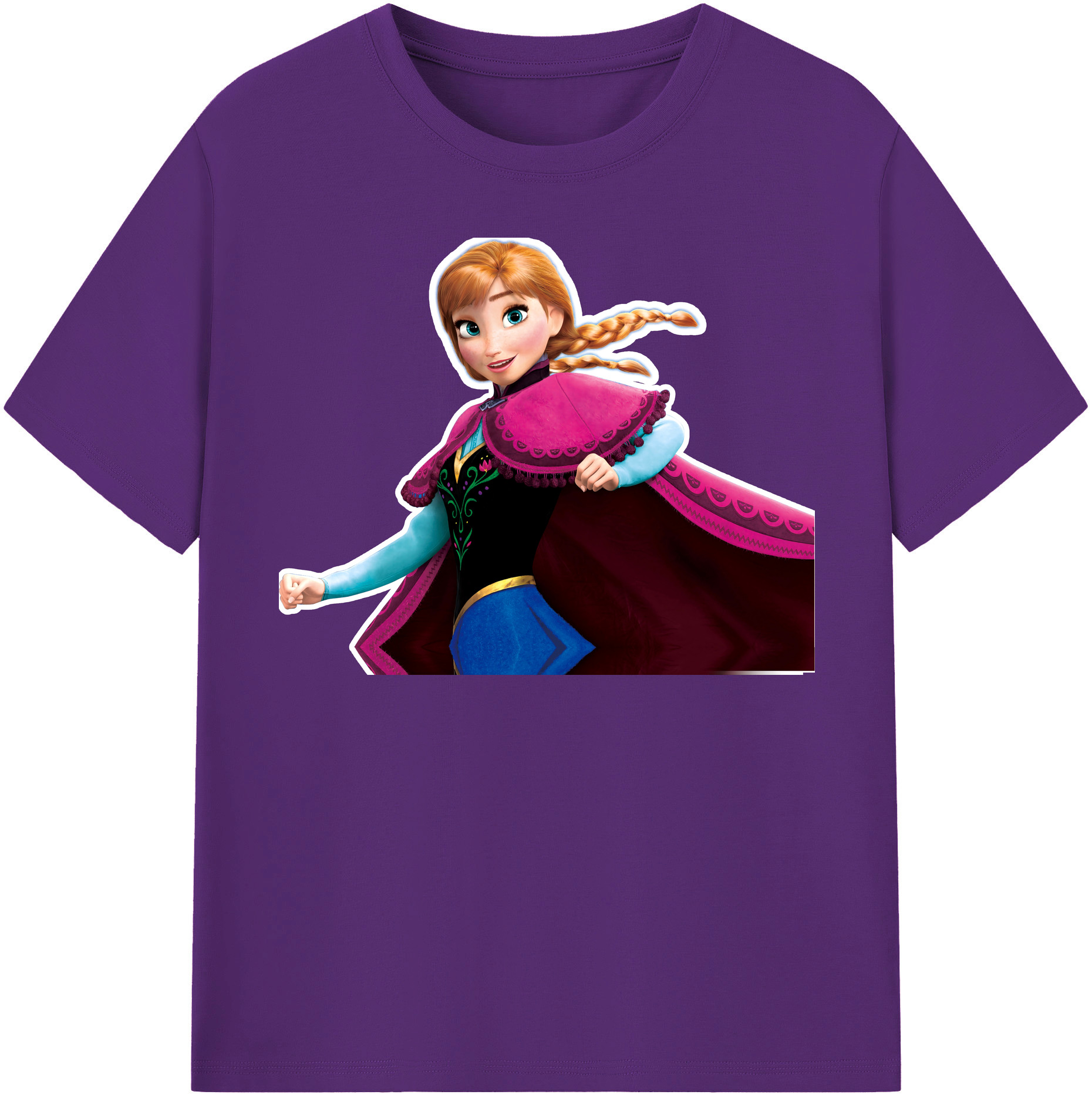 （画像用） アナと雪の女王 アンナ エルサ Frozen Anna Elsa 綿100％半袖Tシャツ（フロントプリント）