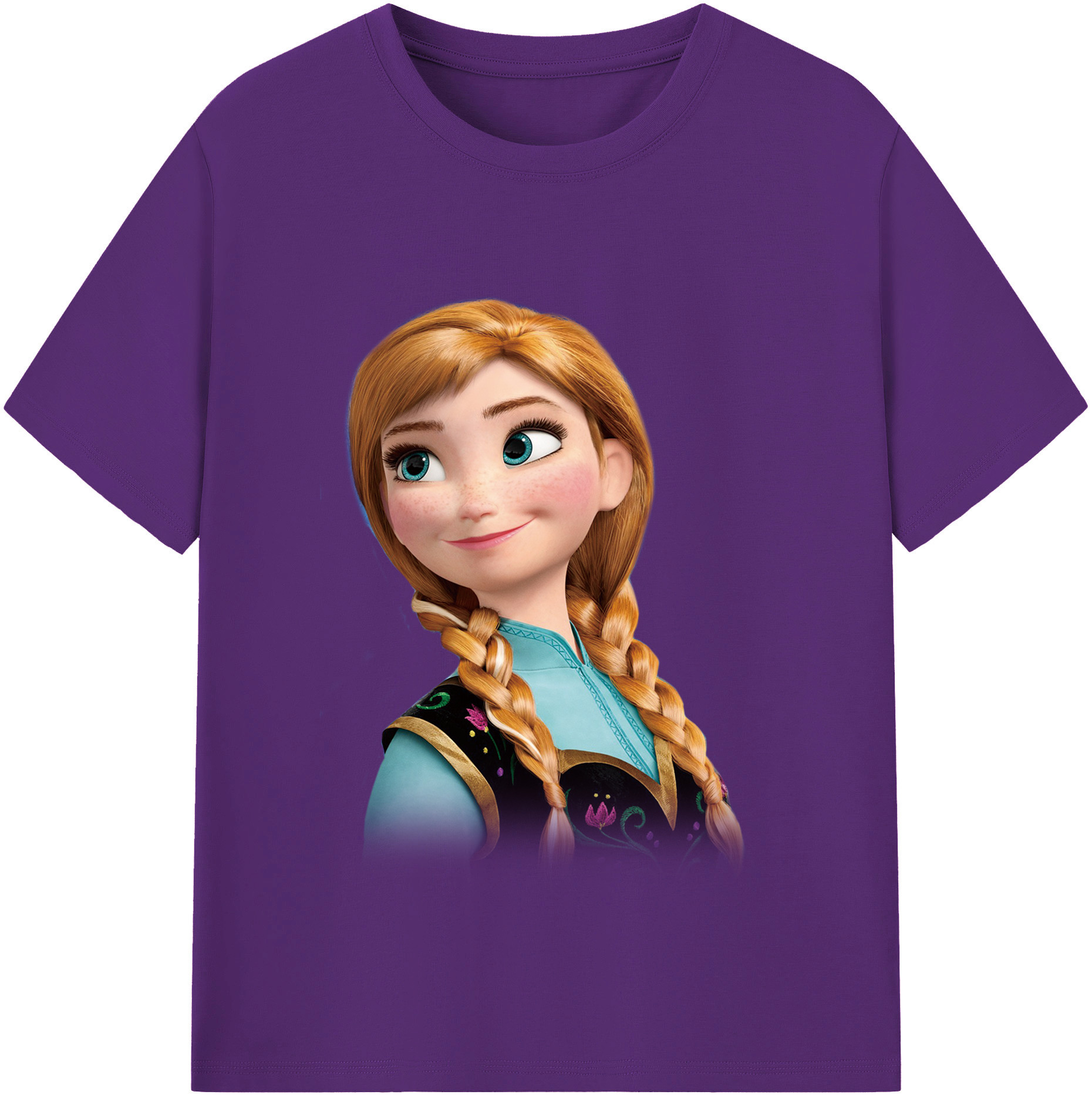 （画像用） アナと雪の女王 アンナ エルサ Frozen Anna Elsa 綿100％半袖Tシャツ（フロントプリント）