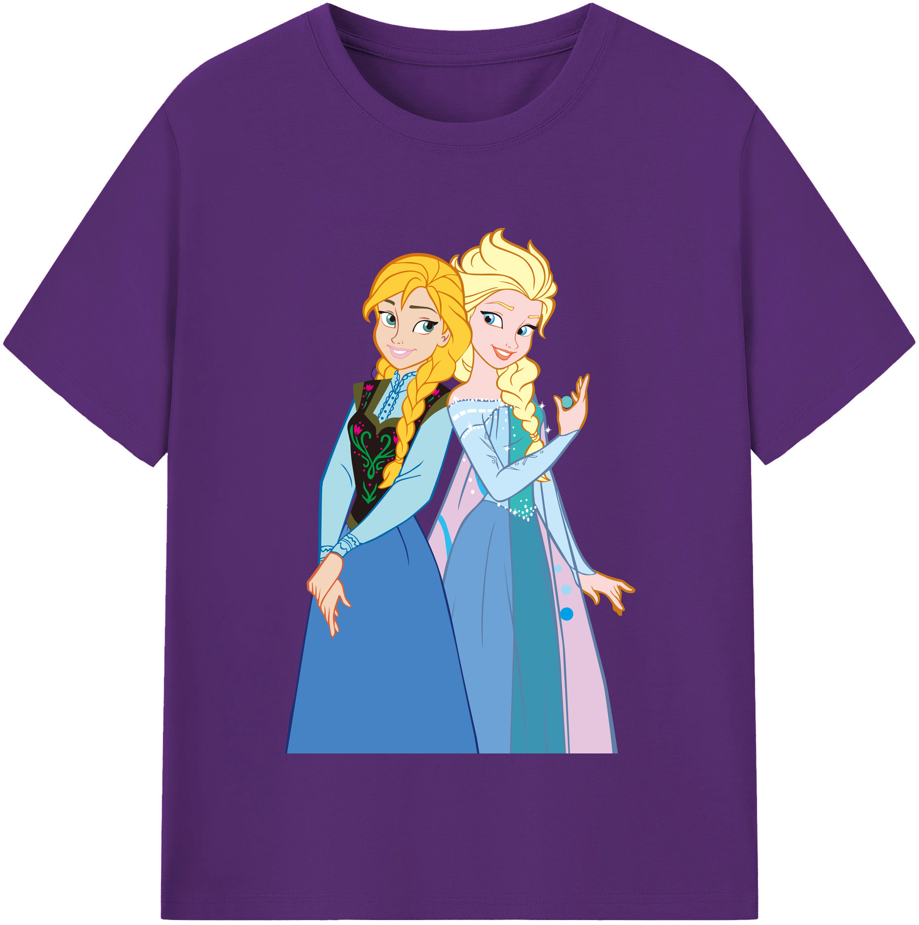 （画像用） アナと雪の女王 アンナ エルサ Frozen Anna Elsa 綿100％半袖Tシャツ（フロントプリント）