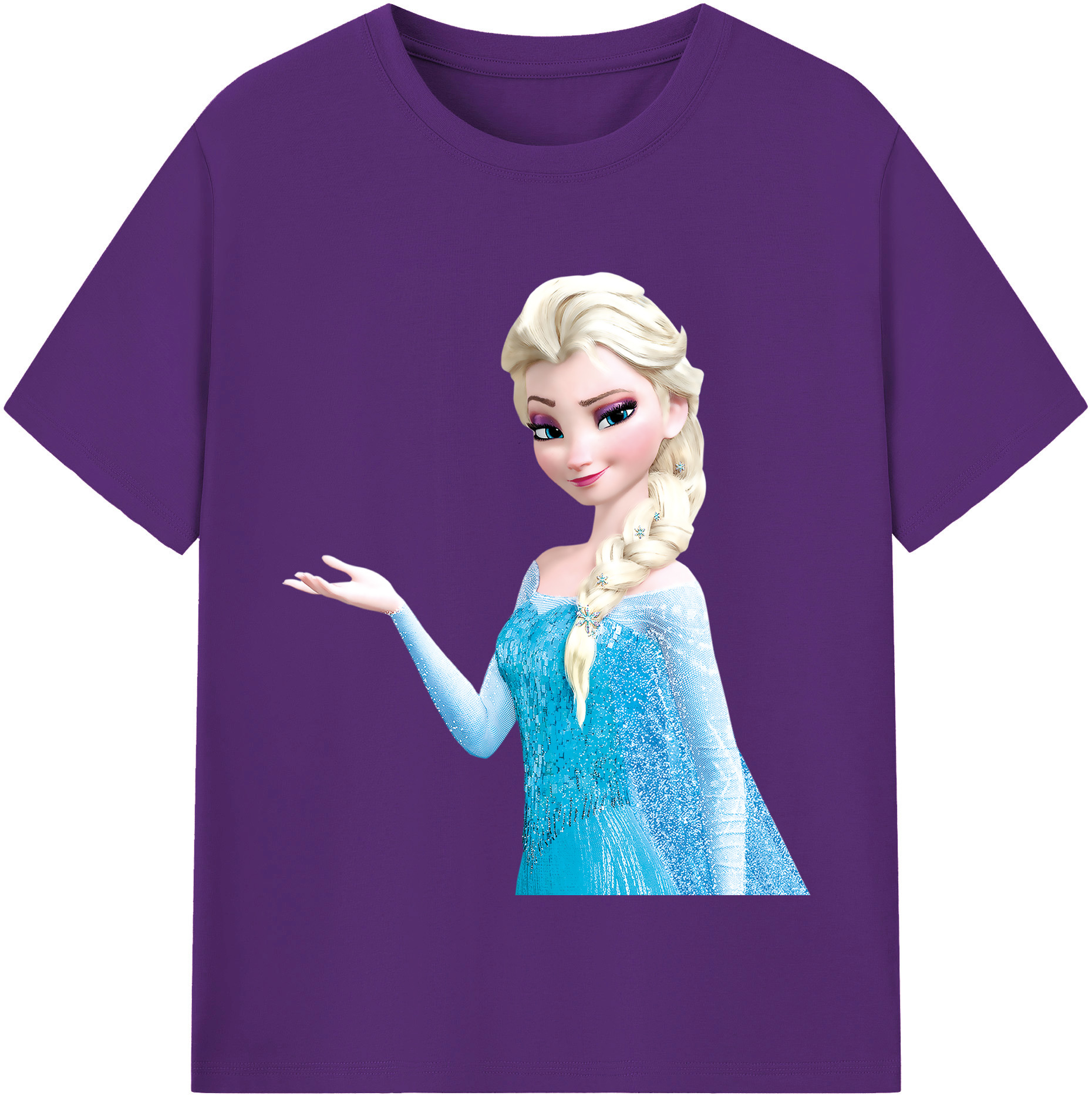 （画像用） アナと雪の女王 アンナ エルサ Frozen Anna Elsa 綿100％半袖Tシャツ（フロントプリント）