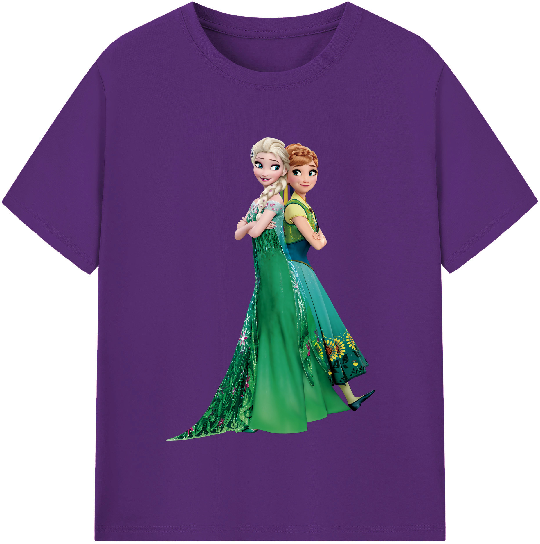 （画像用） アナと雪の女王 アンナ エルサ Frozen Anna Elsa 綿100％半袖Tシャツ（フロントプリント）