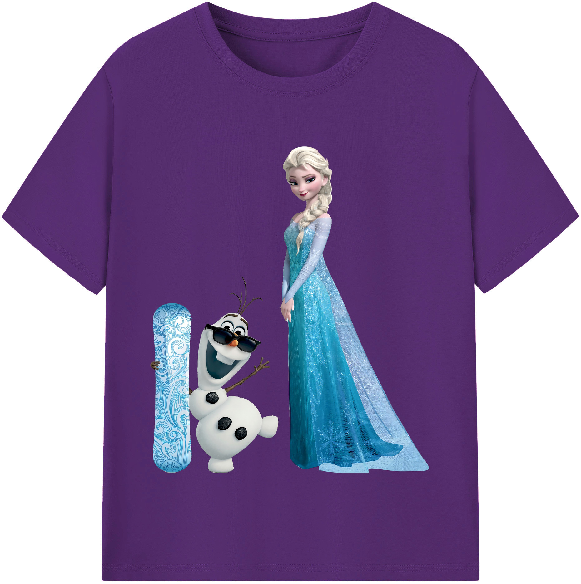 （画像用） アナと雪の女王 アンナ エルサ Frozen Anna Elsa 綿100％半袖Tシャツ（フロントプリント）