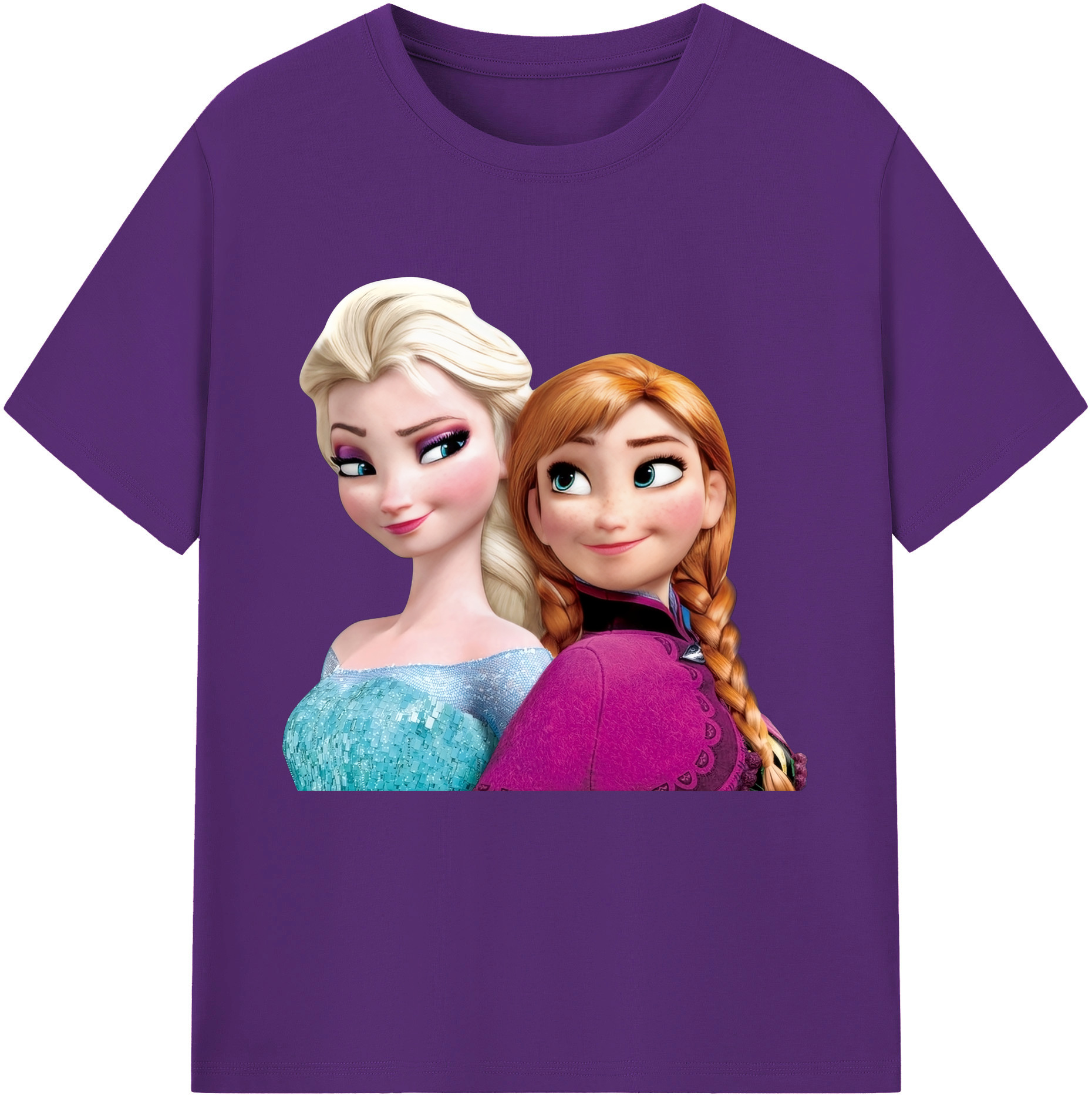 （画像用） アナと雪の女王 アンナ エルサ Frozen Anna Elsa 綿100％半袖Tシャツ（フロントプリント）