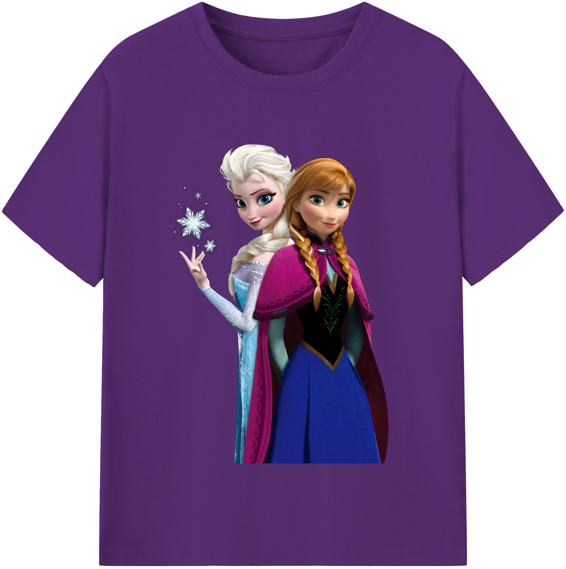 （画像用） アナと雪の女王 アンナ エルサ Frozen Anna Elsa 綿100％半袖Tシャツ（フロントプリント）
