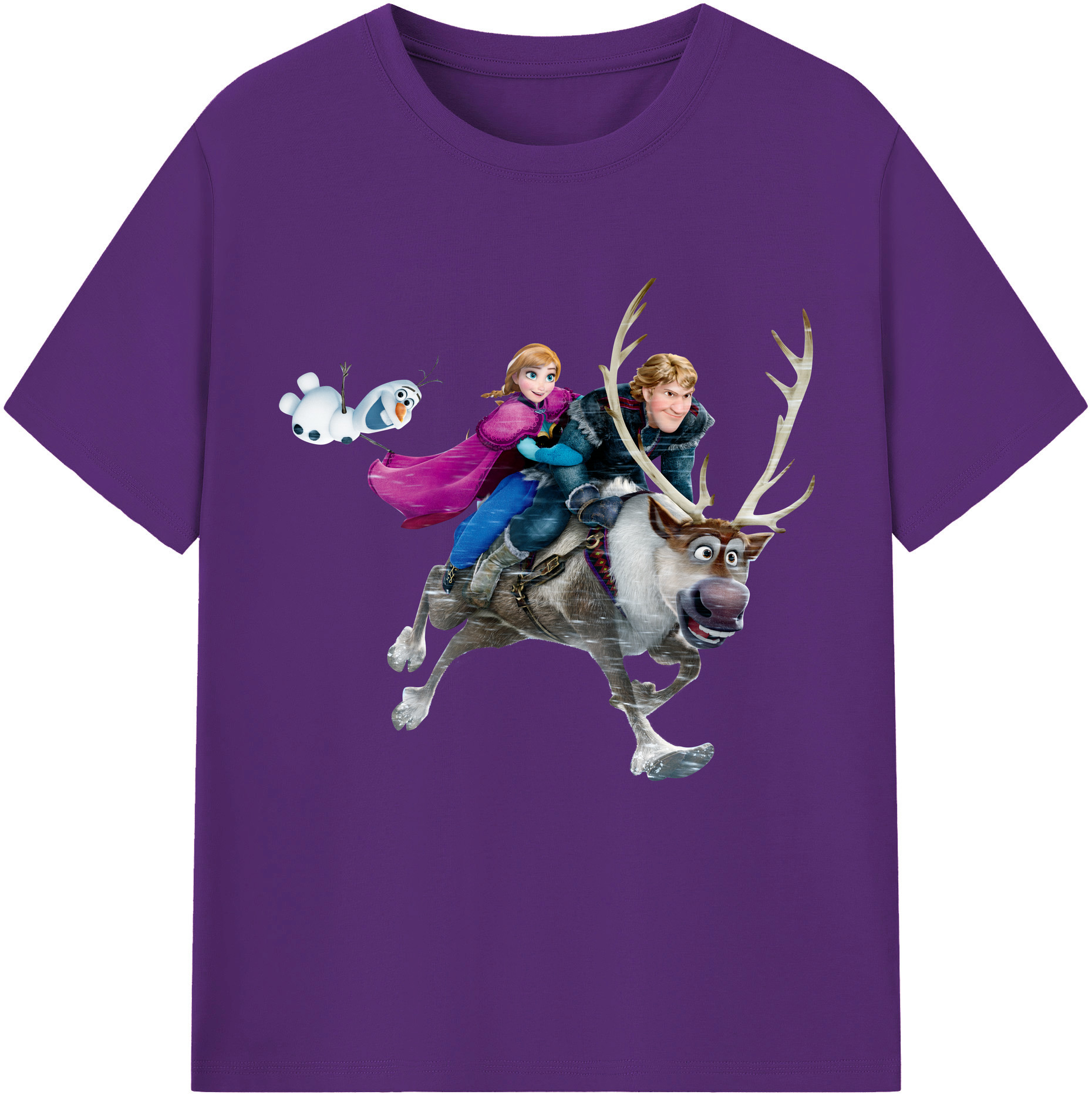 （画像用） アナと雪の女王 アンナ エルサ Frozen Anna Elsa 綿100％半袖Tシャツ（フロントプリント）