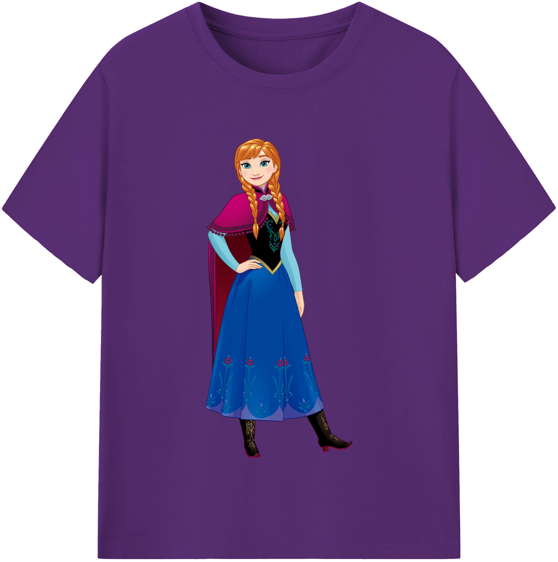 （画像用） アナと雪の女王 アンナ エルサ Frozen Anna Elsa 綿100％半袖Tシャツ（フロントプリント）