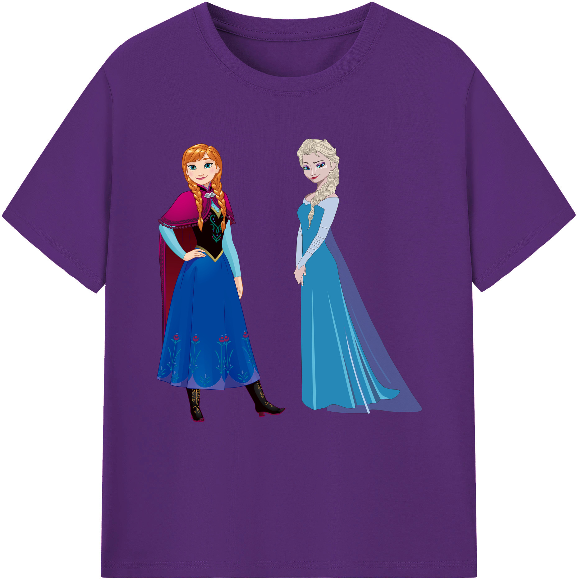 （画像用） アナと雪の女王 アンナ エルサ Frozen Anna Elsa 綿100％半袖Tシャツ（フロントプリント）