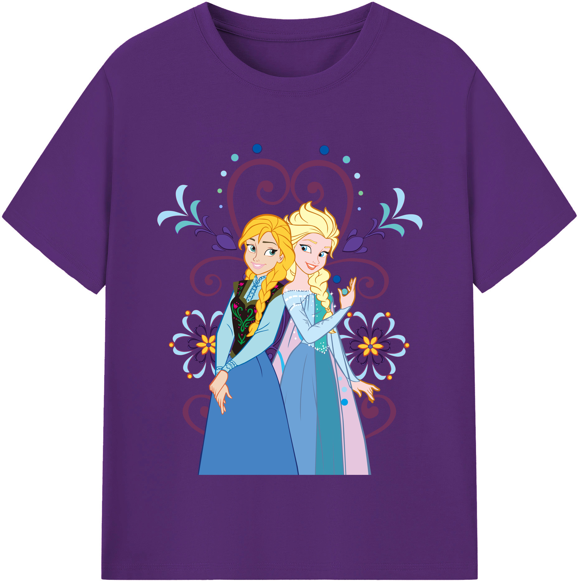 （画像用） アナと雪の女王 アンナ エルサ Frozen Anna Elsa 綿100％半袖Tシャツ（フロントプリント）