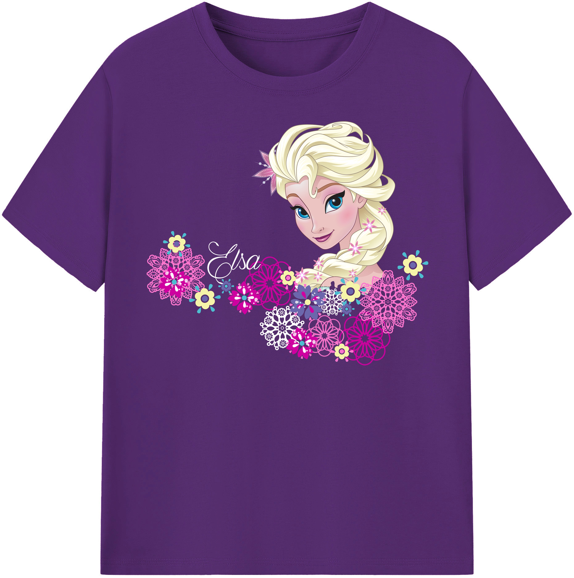 （画像用） アナと雪の女王 アンナ エルサ Frozen Anna Elsa 綿100％半袖Tシャツ（フロントプリント）